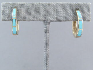 14kt Gold & Turquoise Inlay Earrings (light-weight)