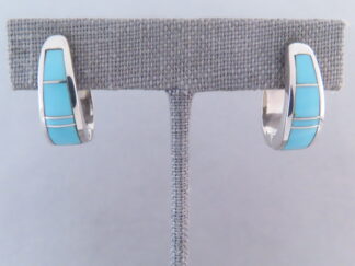 Turquoise Inlay Earrings (Huggies)