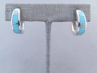 Turquoise Inlay Earrings (Smaller Huggies)