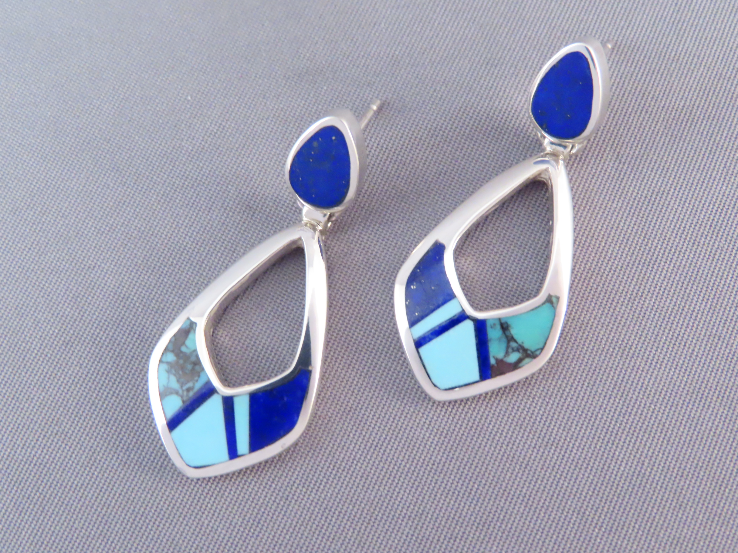 Turquoise & Lapis Inlay Earrings