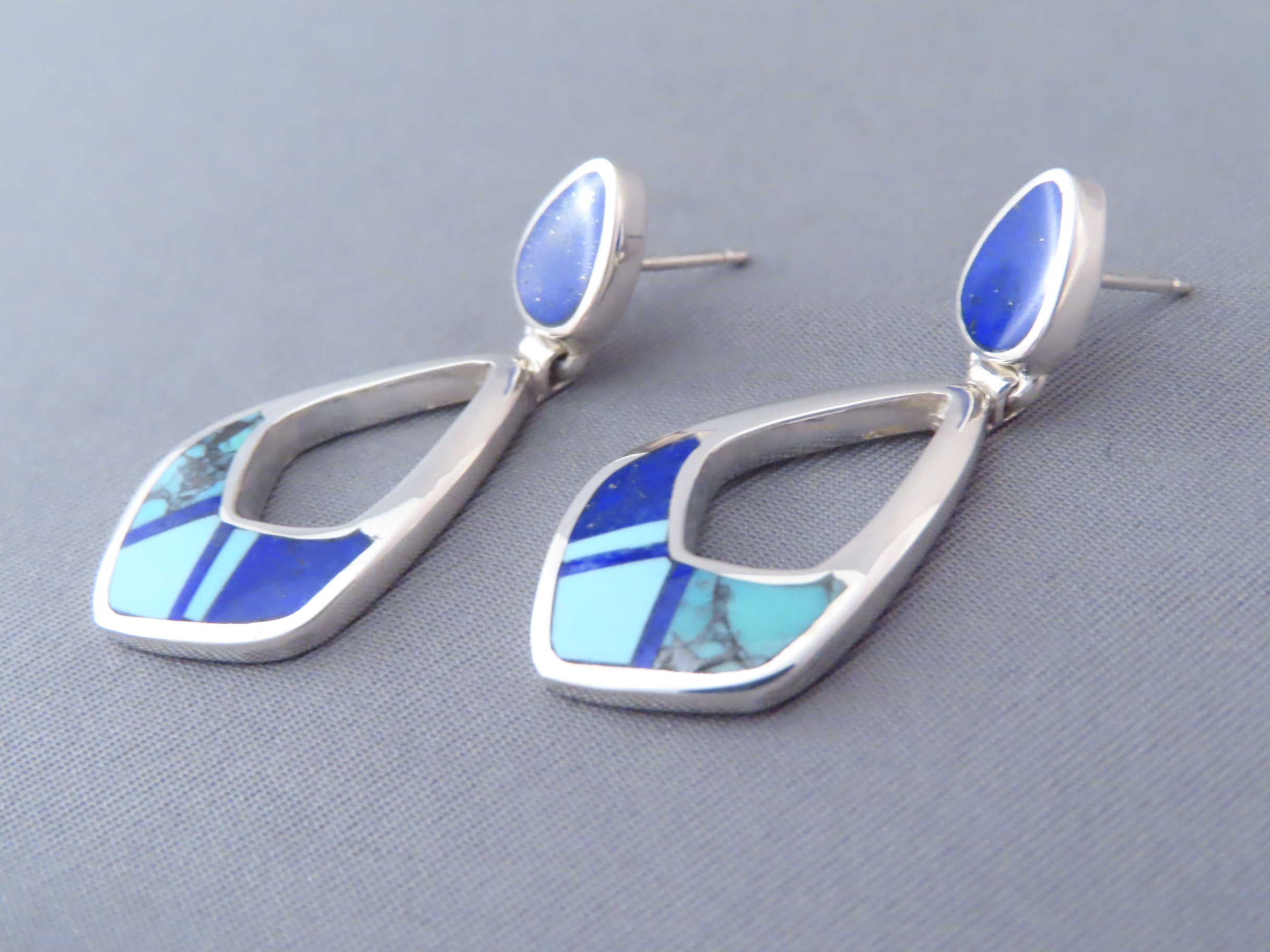 Turquoise & Lapis Inlay Earrings