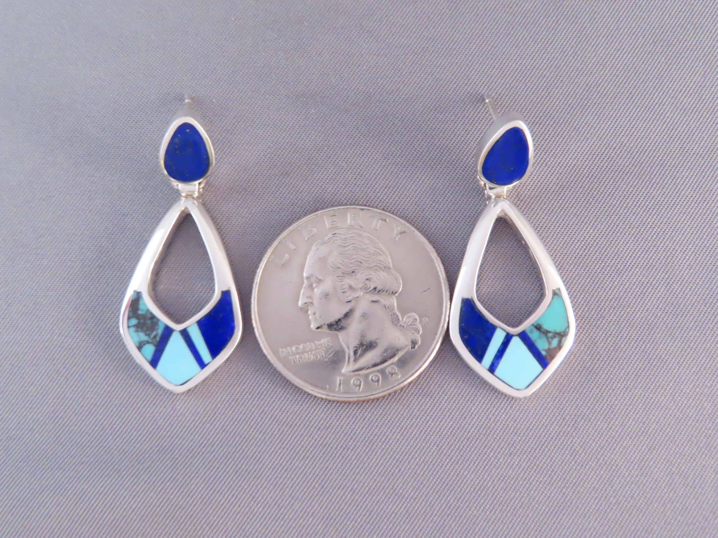 Turquoise & Lapis Inlay Earrings