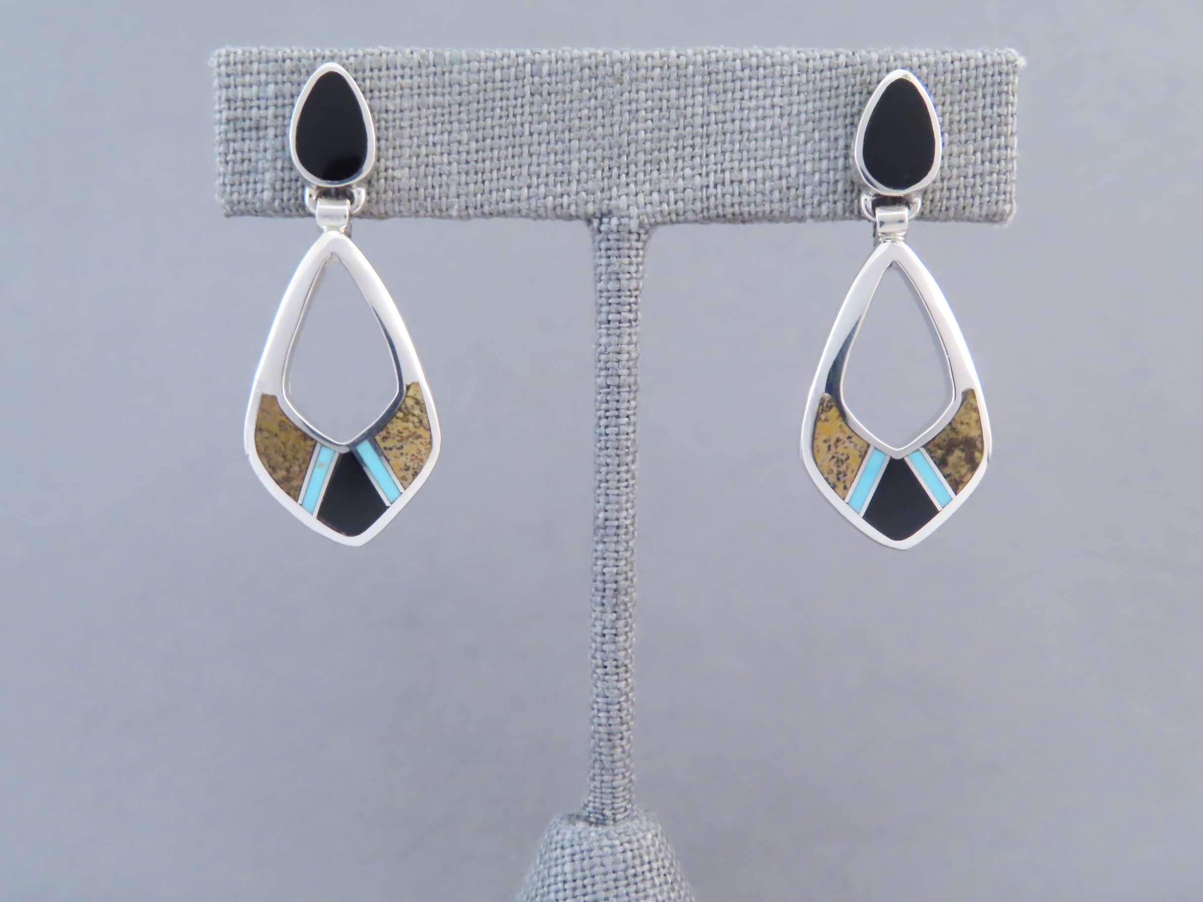 Multi-Stone Inlay Earrings Featuring Turquoise