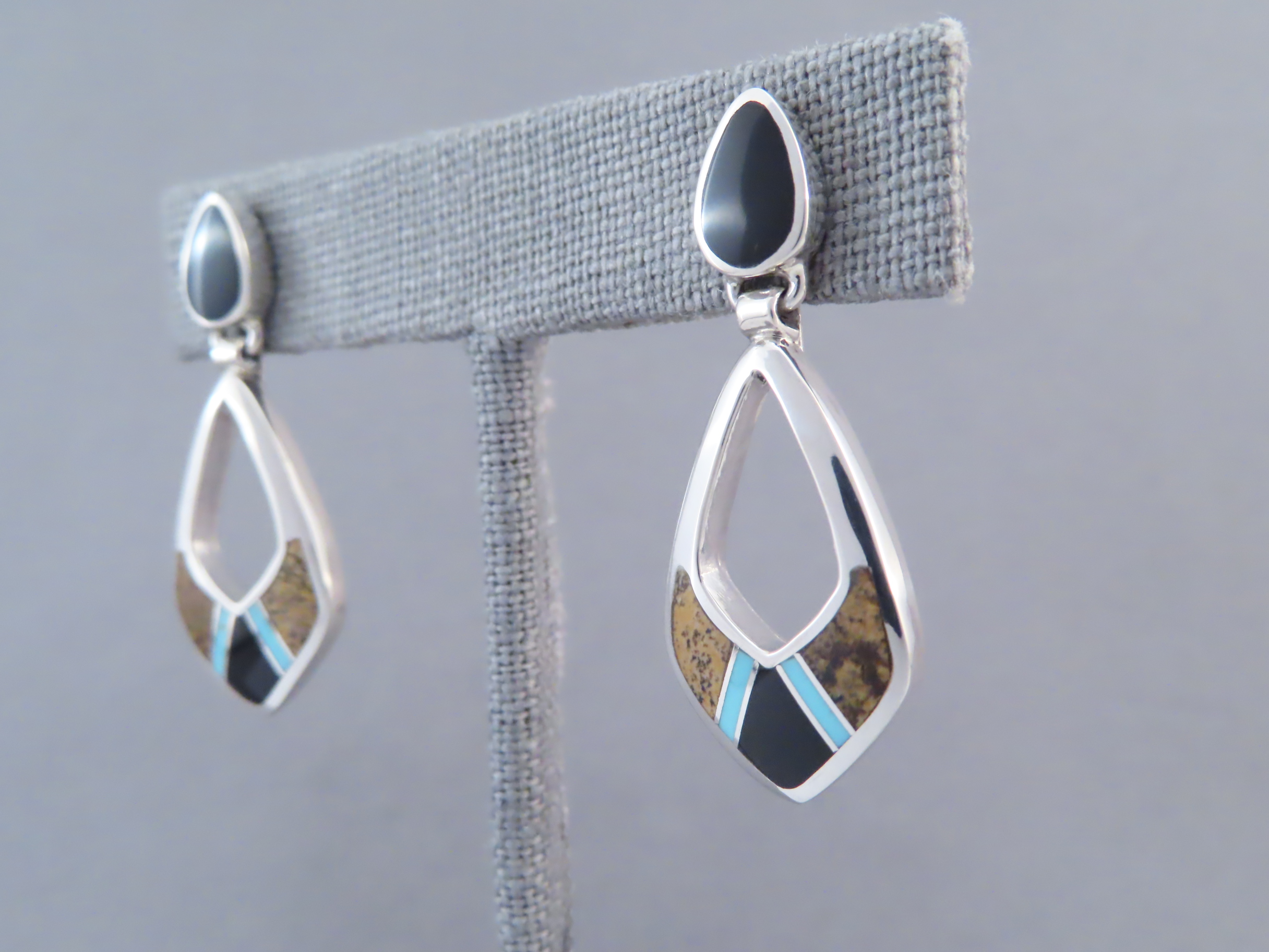 Multi-Stone Inlay Earrings Featuring Turquoise