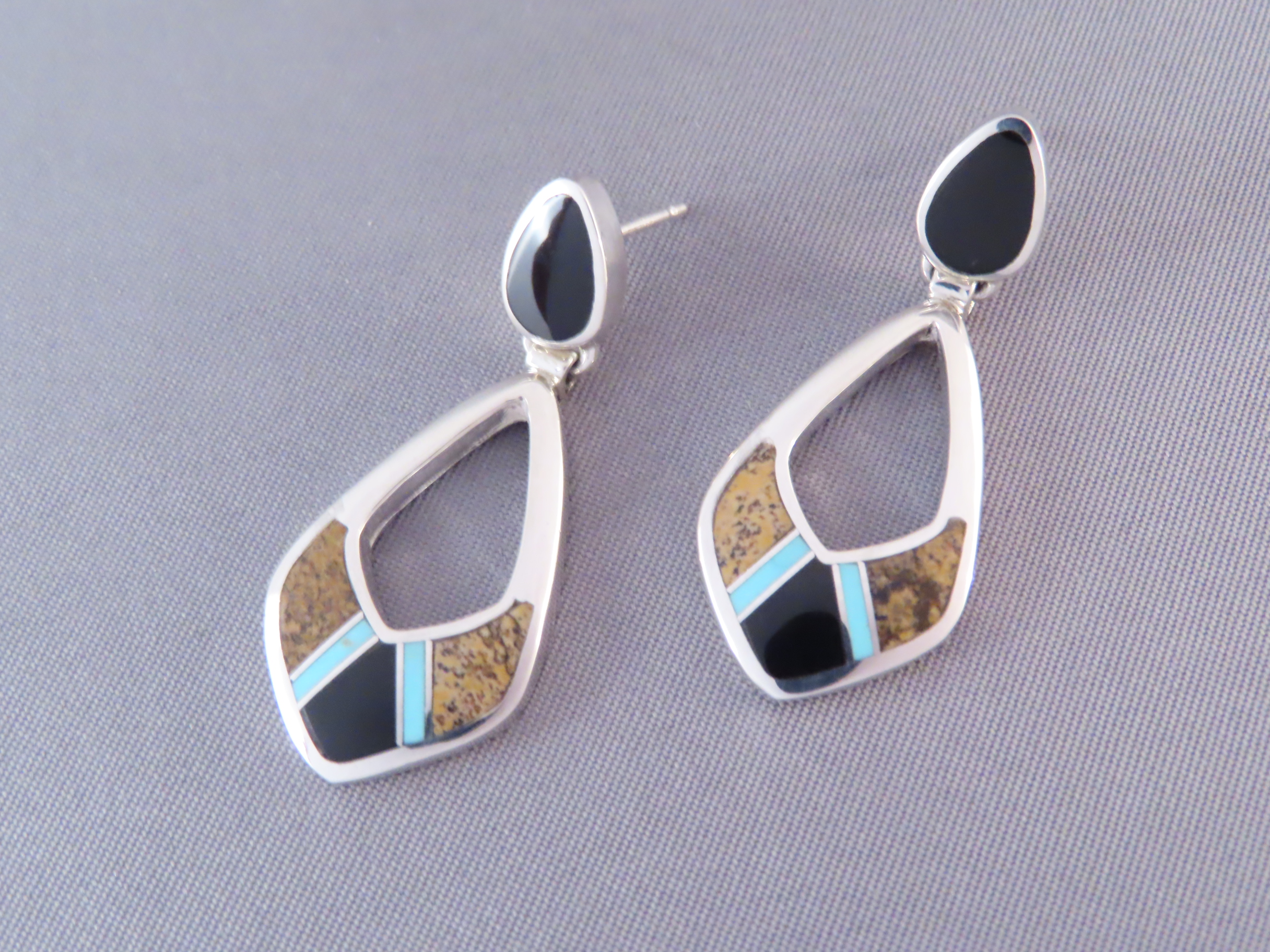 Multi-Stone Inlay Earrings Featuring Turquoise