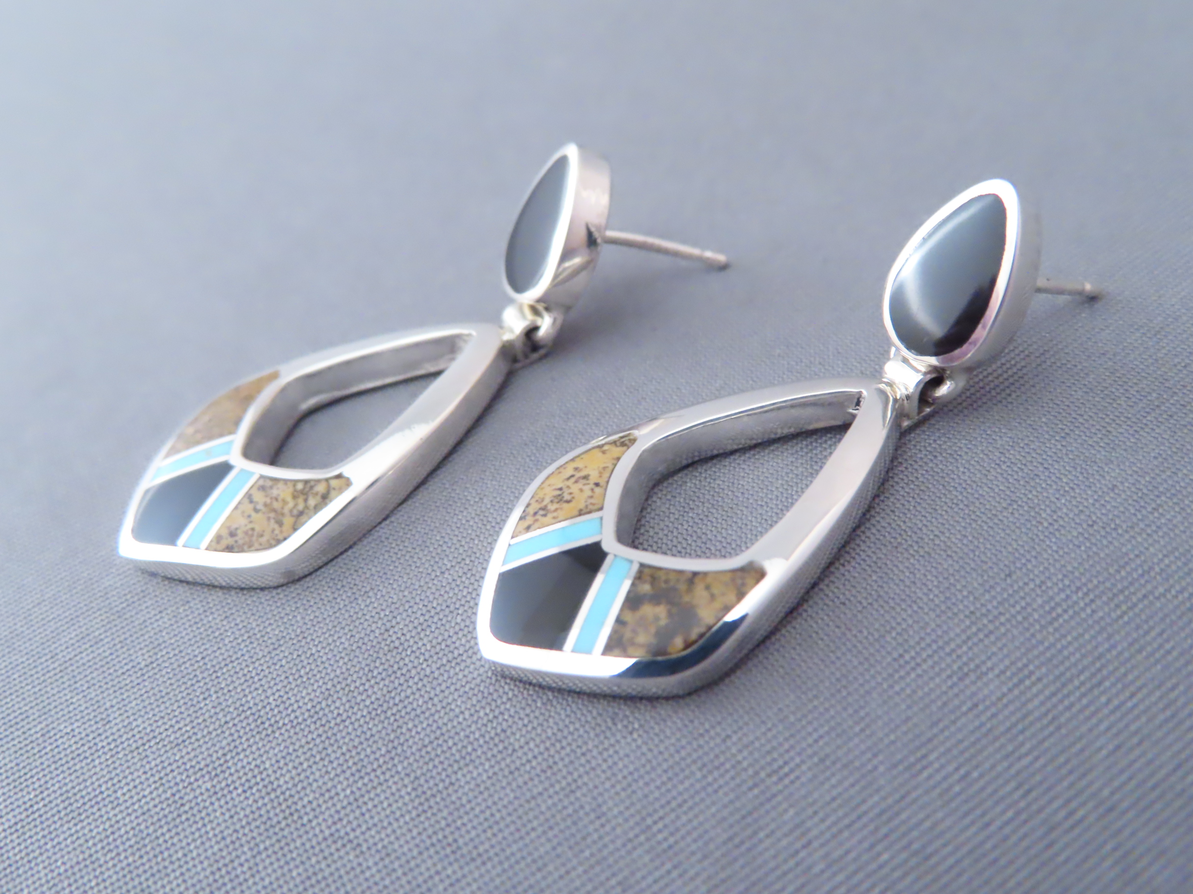 Multi-Stone Inlay Earrings Featuring Turquoise