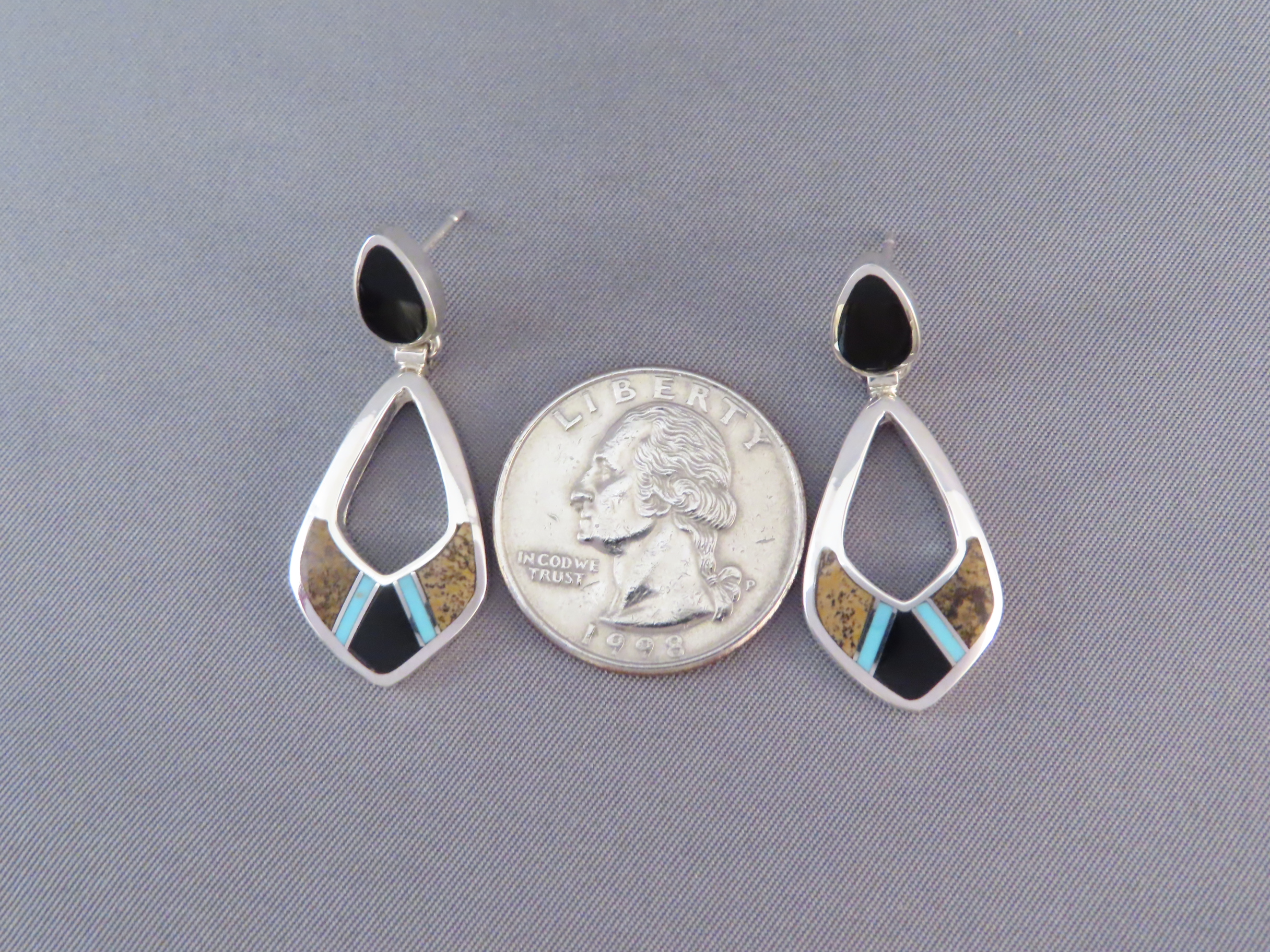 Multi-Stone Inlay Earrings Featuring Turquoise