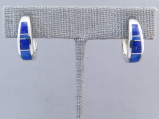 Lapis Inlay Earrings (Smaller ‘Huggies’)