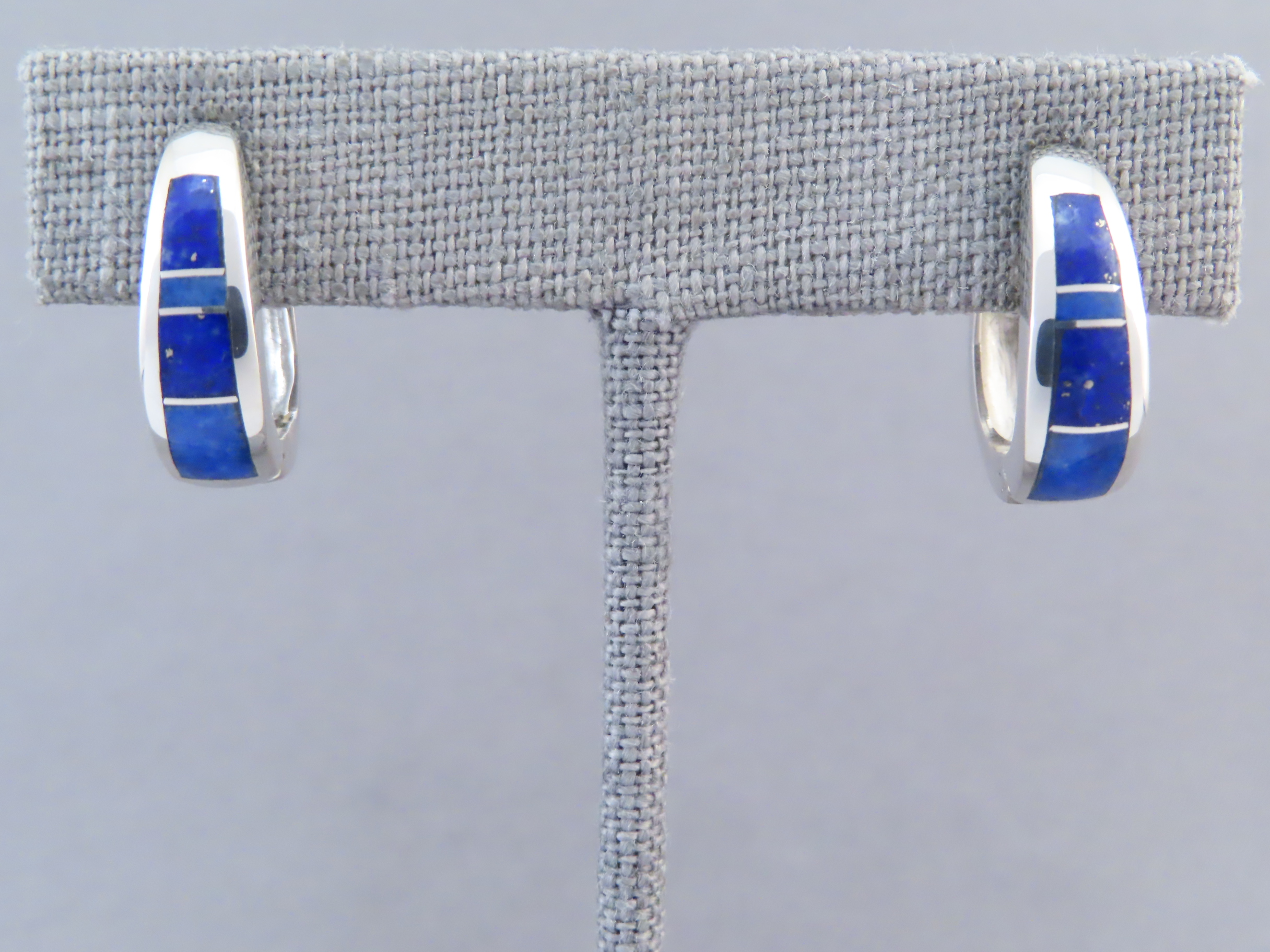 Lapis Inlay Earrings (Smaller ‘Huggies’)