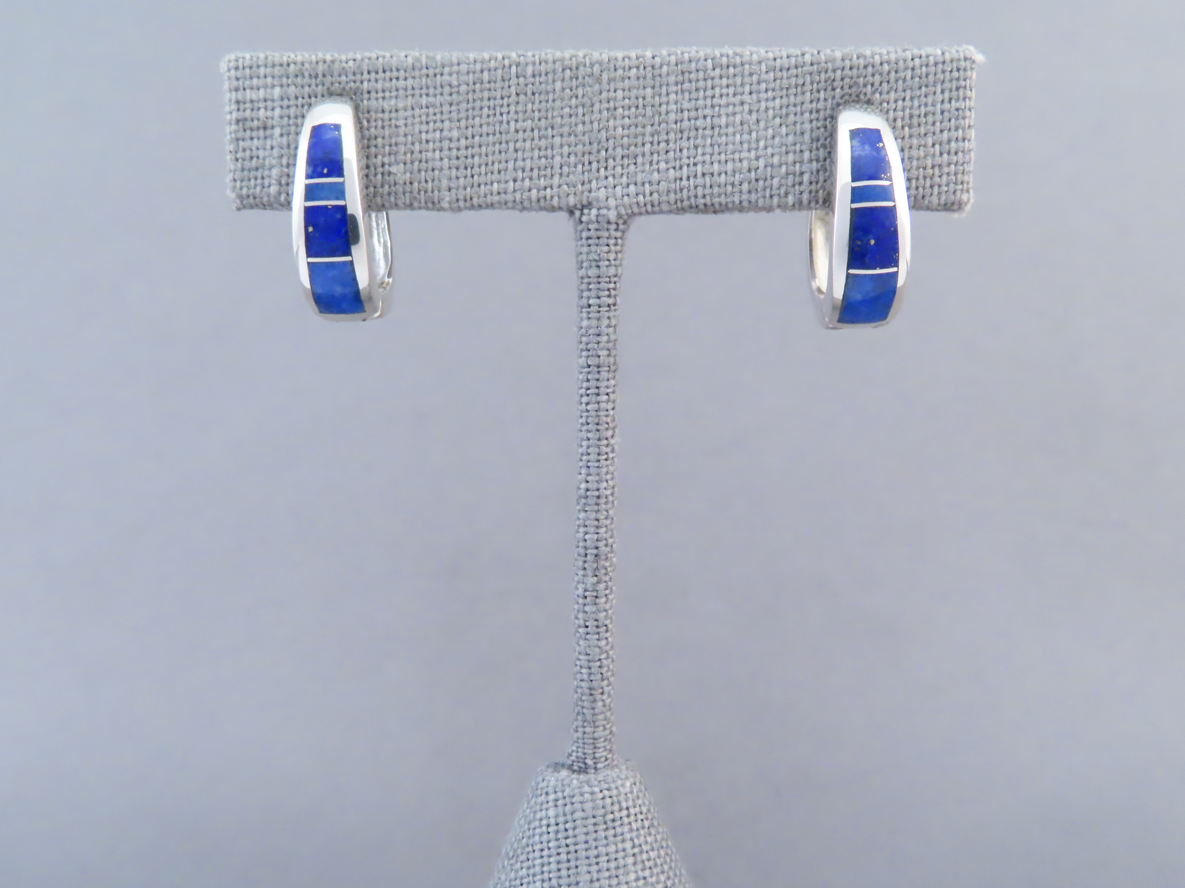 Lapis Inlay Earrings (Smaller ‘Huggies’)