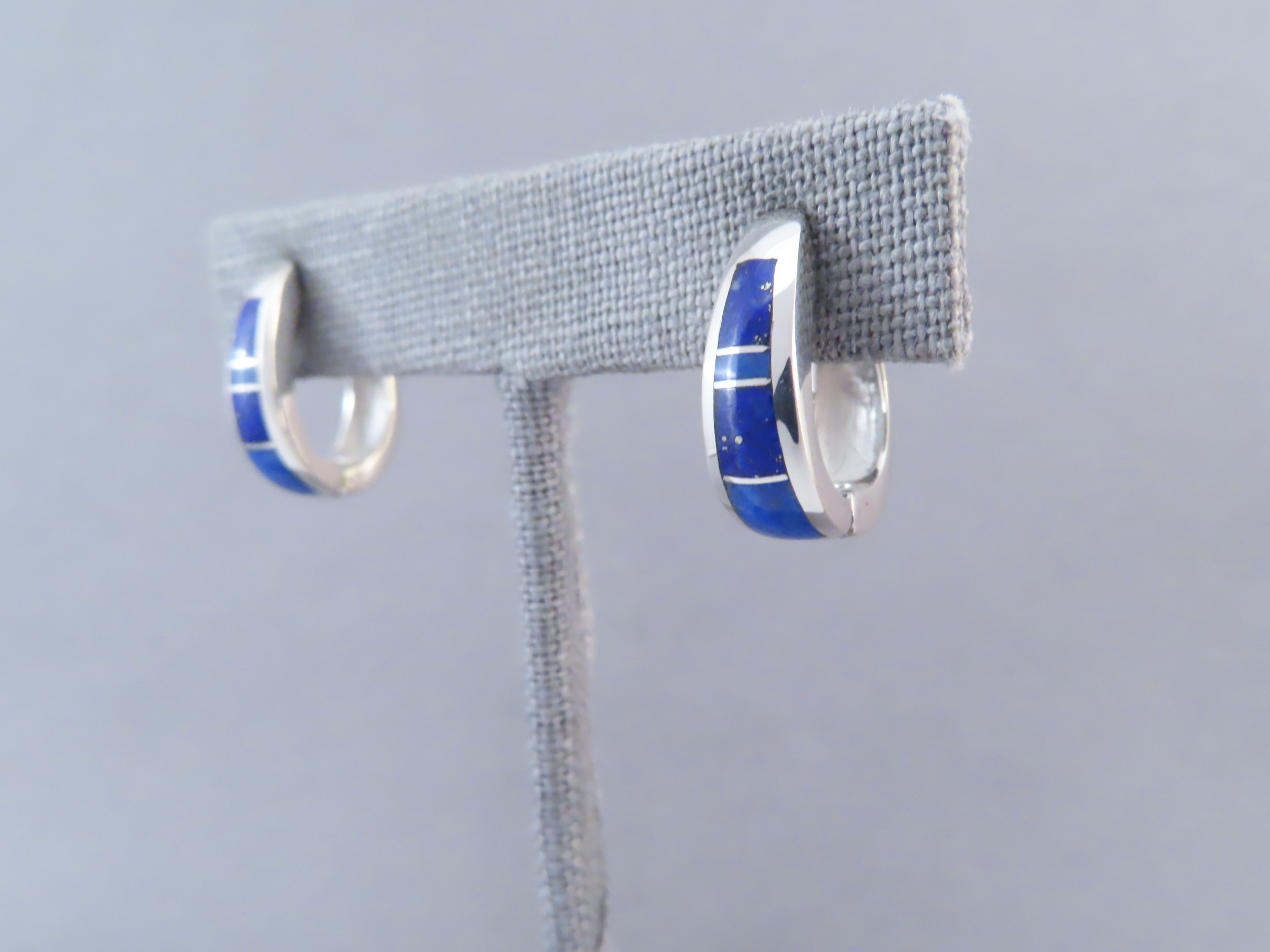 Lapis Inlay Earrings (Smaller ‘Huggies’)