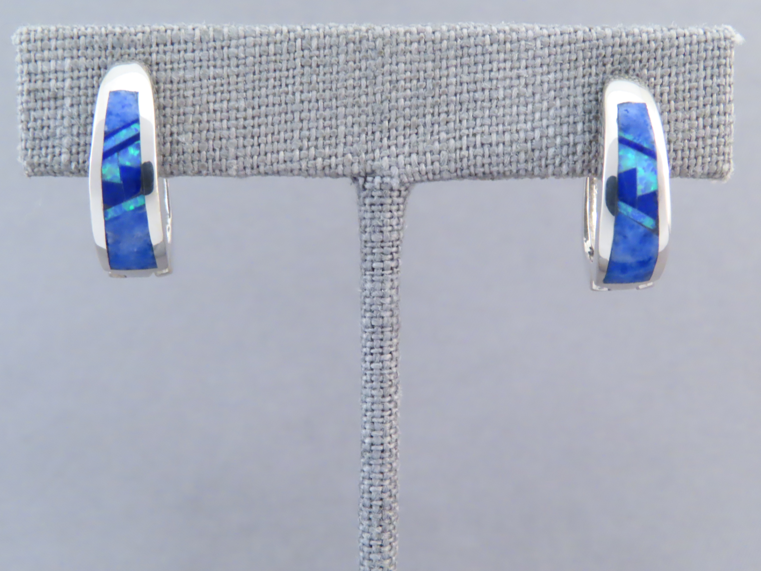 Lapis & Opal Inlay Earrings (Smaller ‘Huggies’)