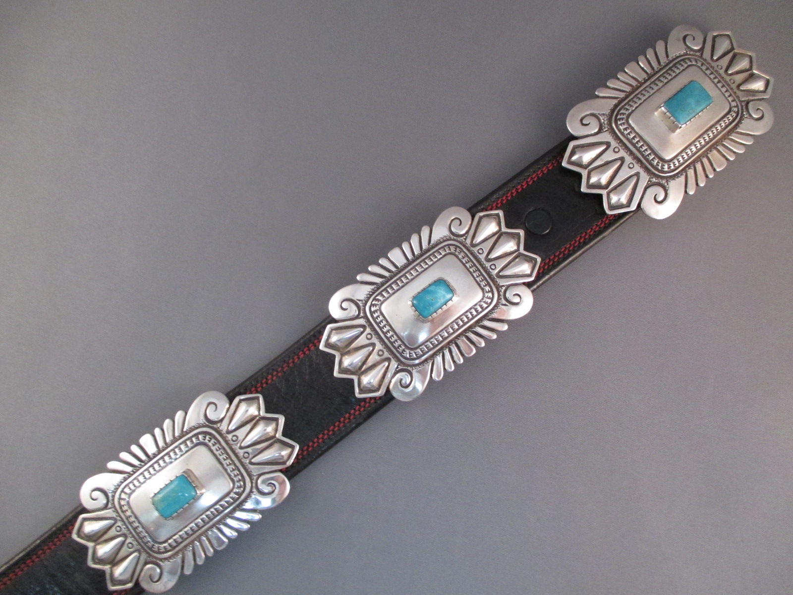 Morenci Turquoise Concho Belt by Leonard Gene