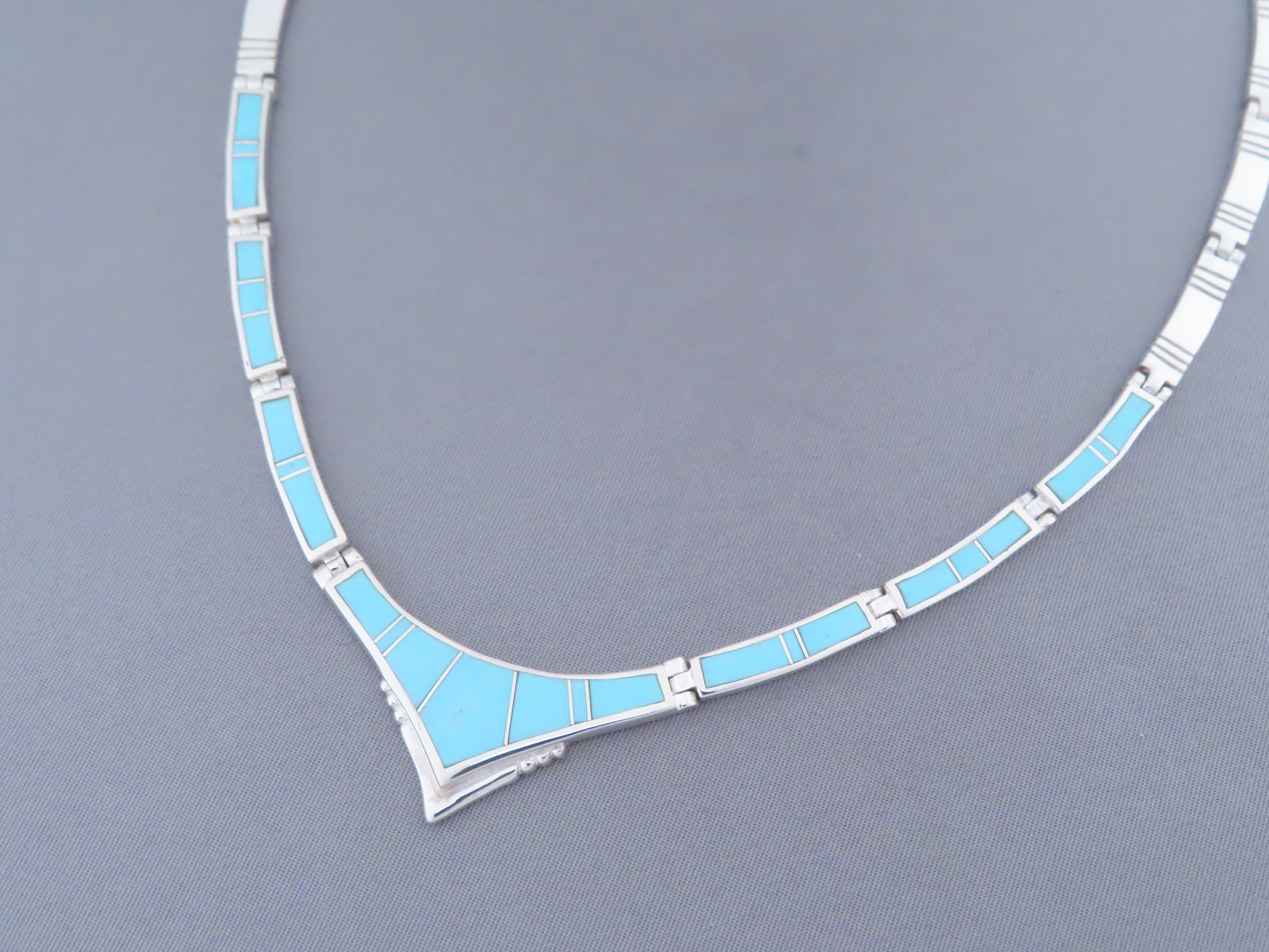 Sterling Silver & Turquoise Inlay Necklace