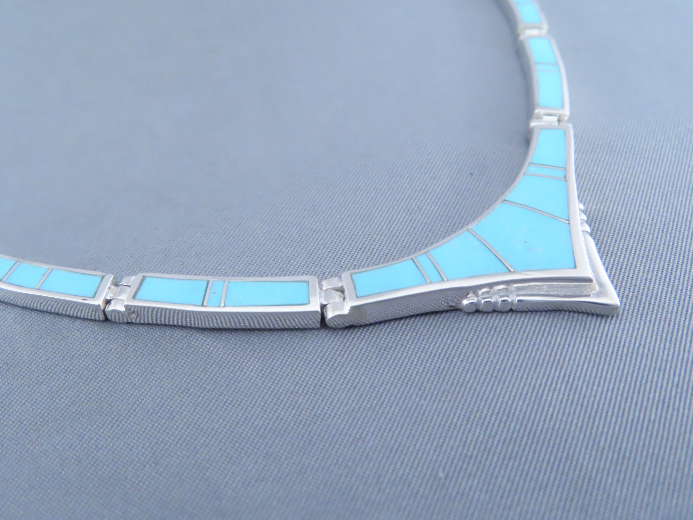 Sterling Silver & Turquoise Inlay Necklace