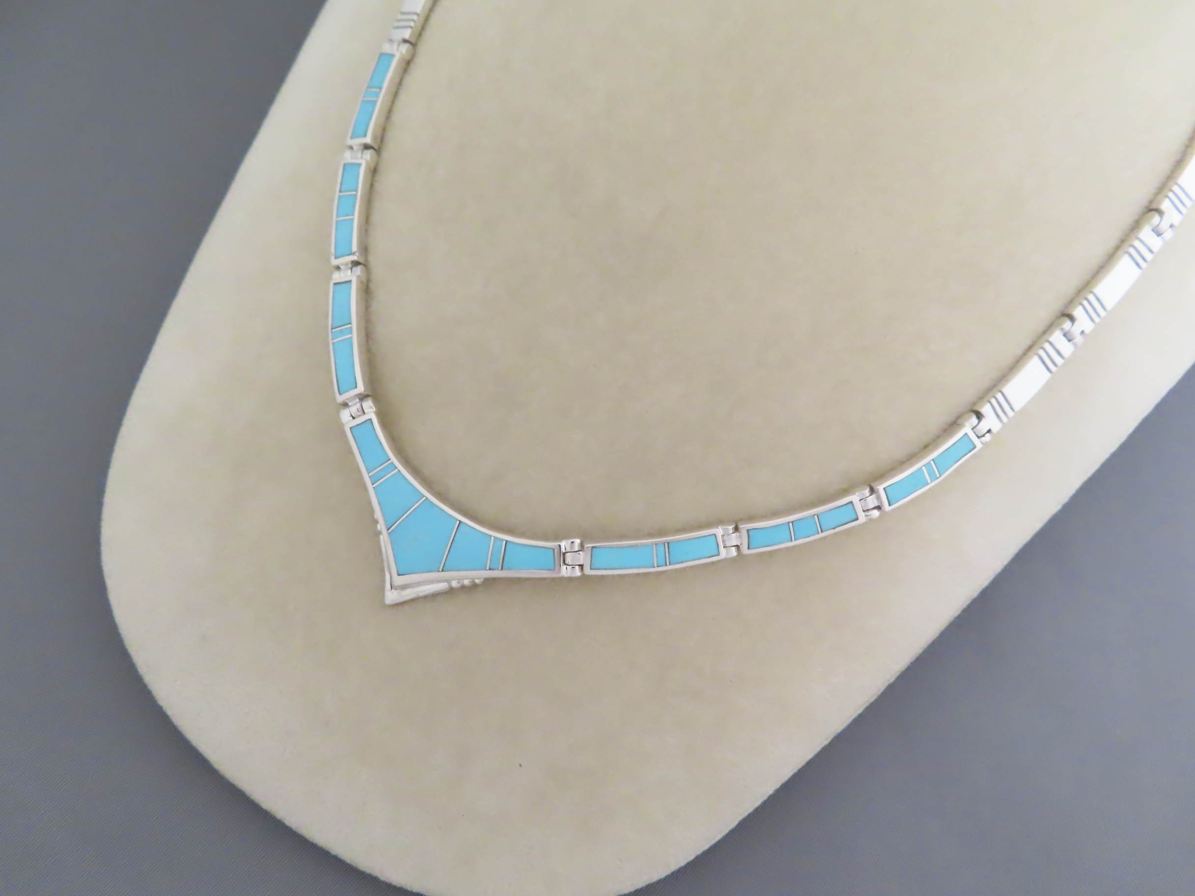 Sterling Silver & Turquoise Inlay Necklace