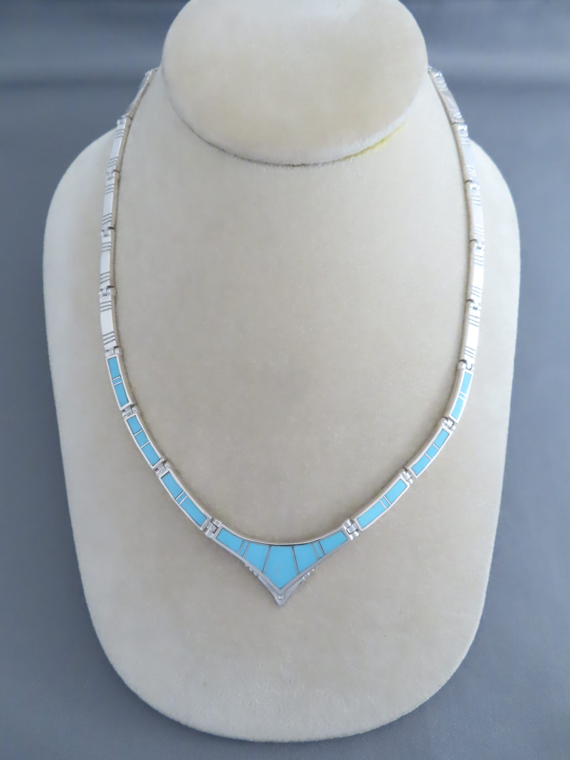Sterling Silver & Turquoise Inlay Necklace