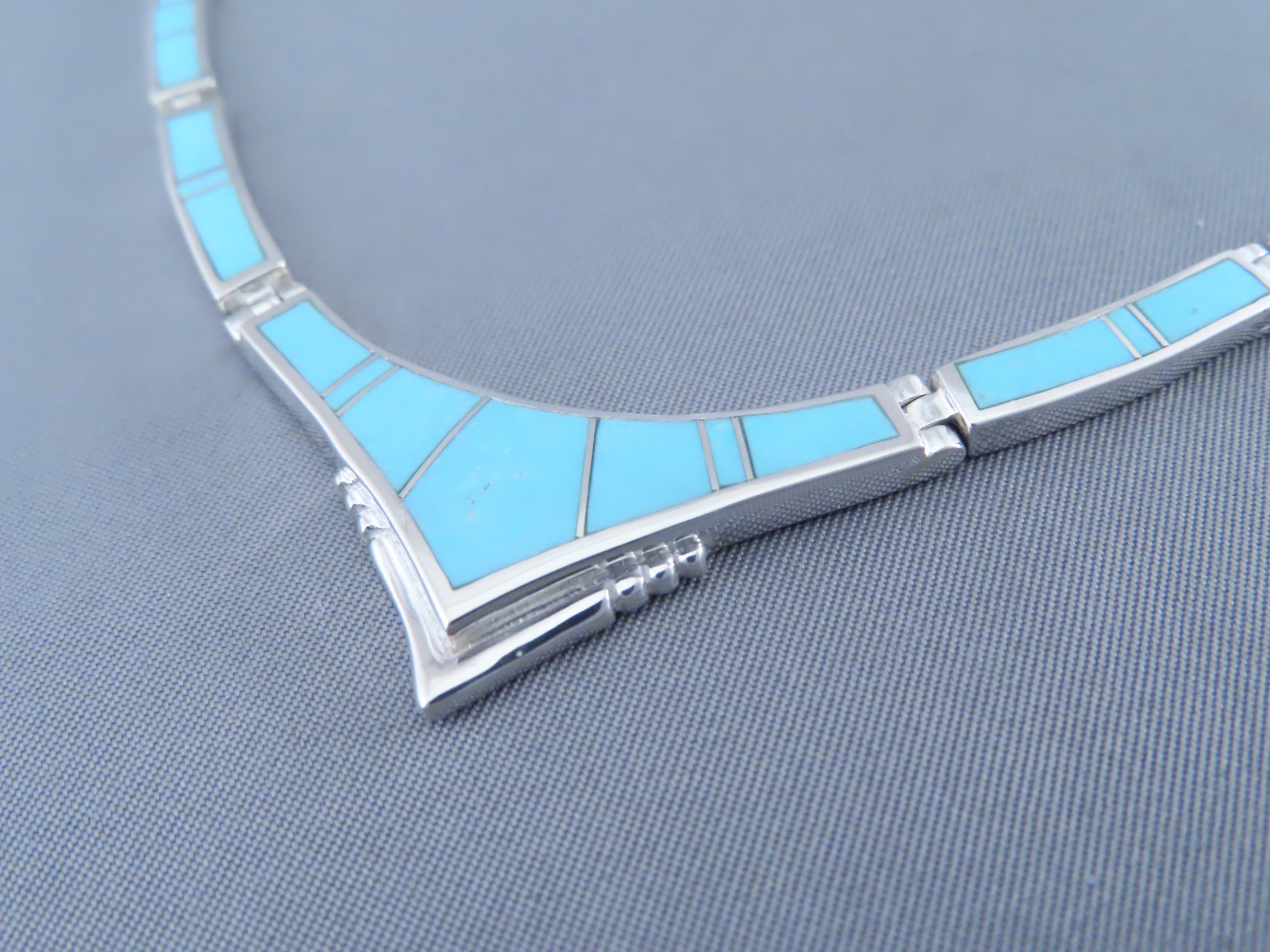 Sterling Silver & Turquoise Inlay Necklace
