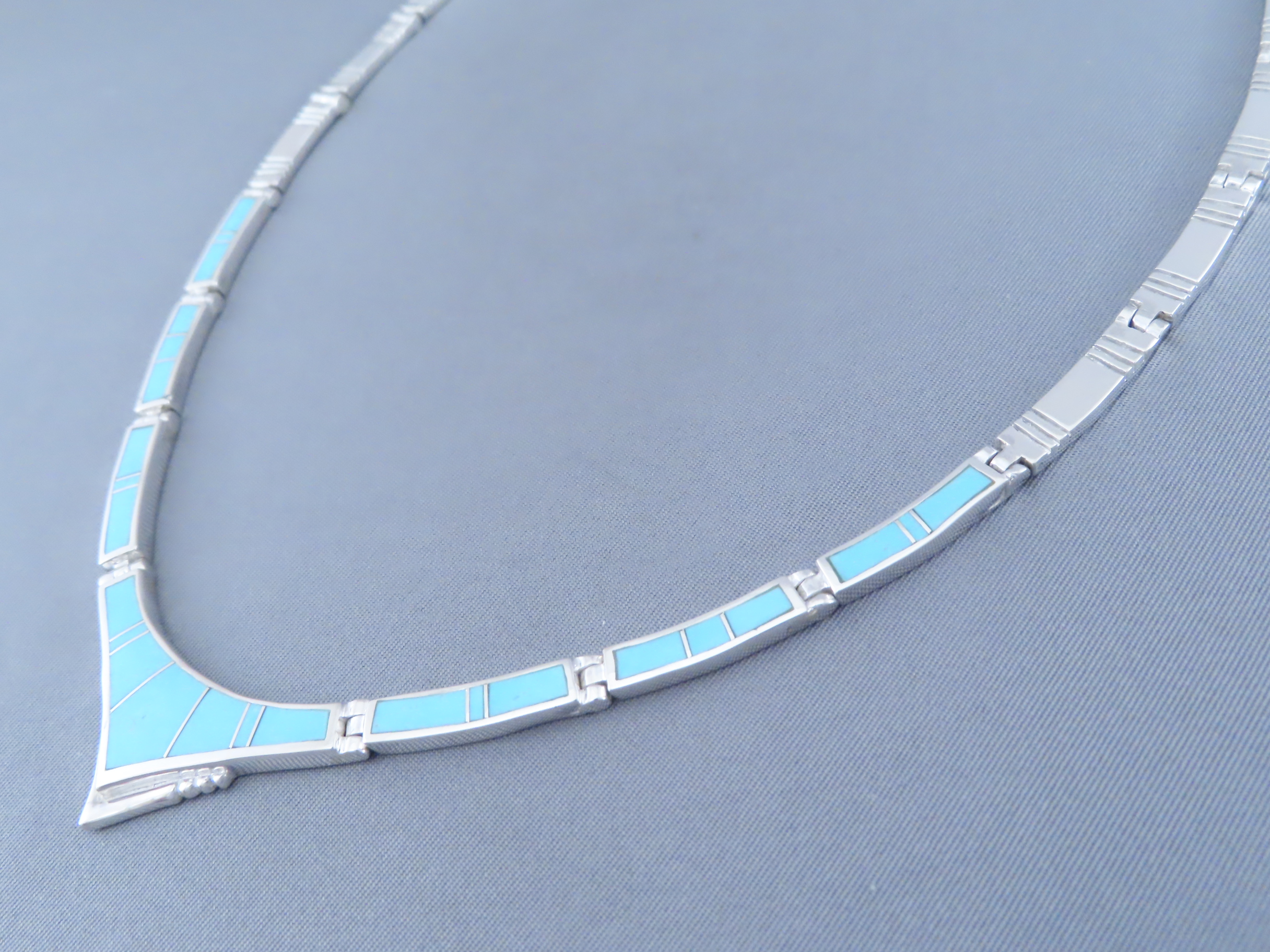 Sterling Silver & Turquoise Inlay Necklace