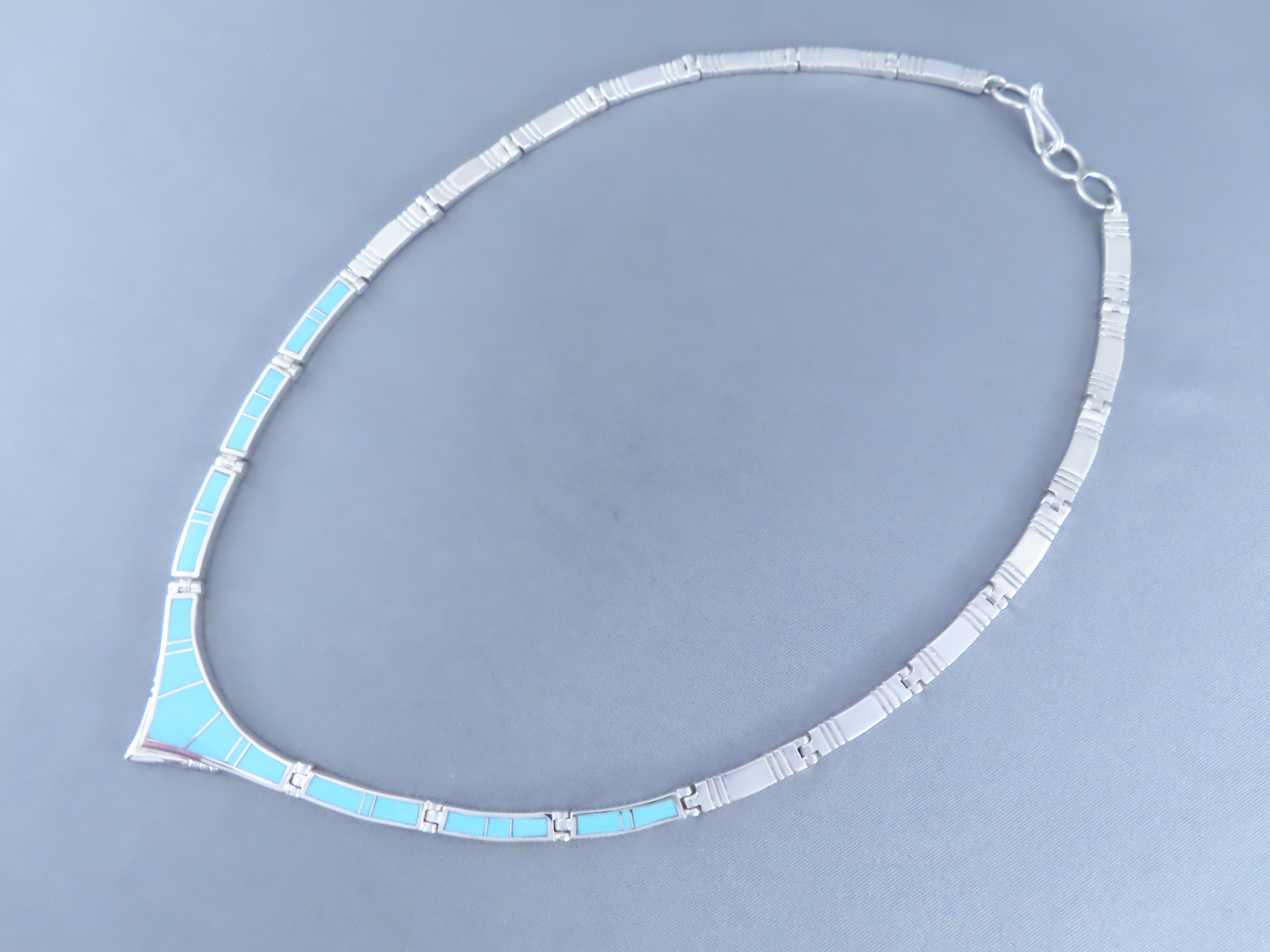 Sterling Silver & Turquoise Inlay Necklace