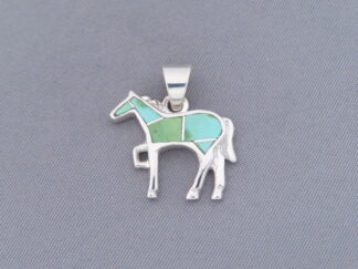 Green Turquoise Inlay Horse Pendant (Small)