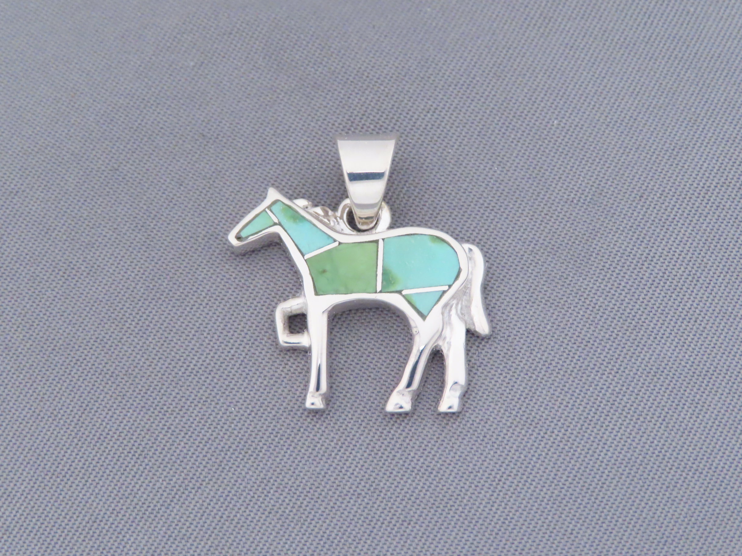 Green Turquoise Inlay Horse Pendant (Small)