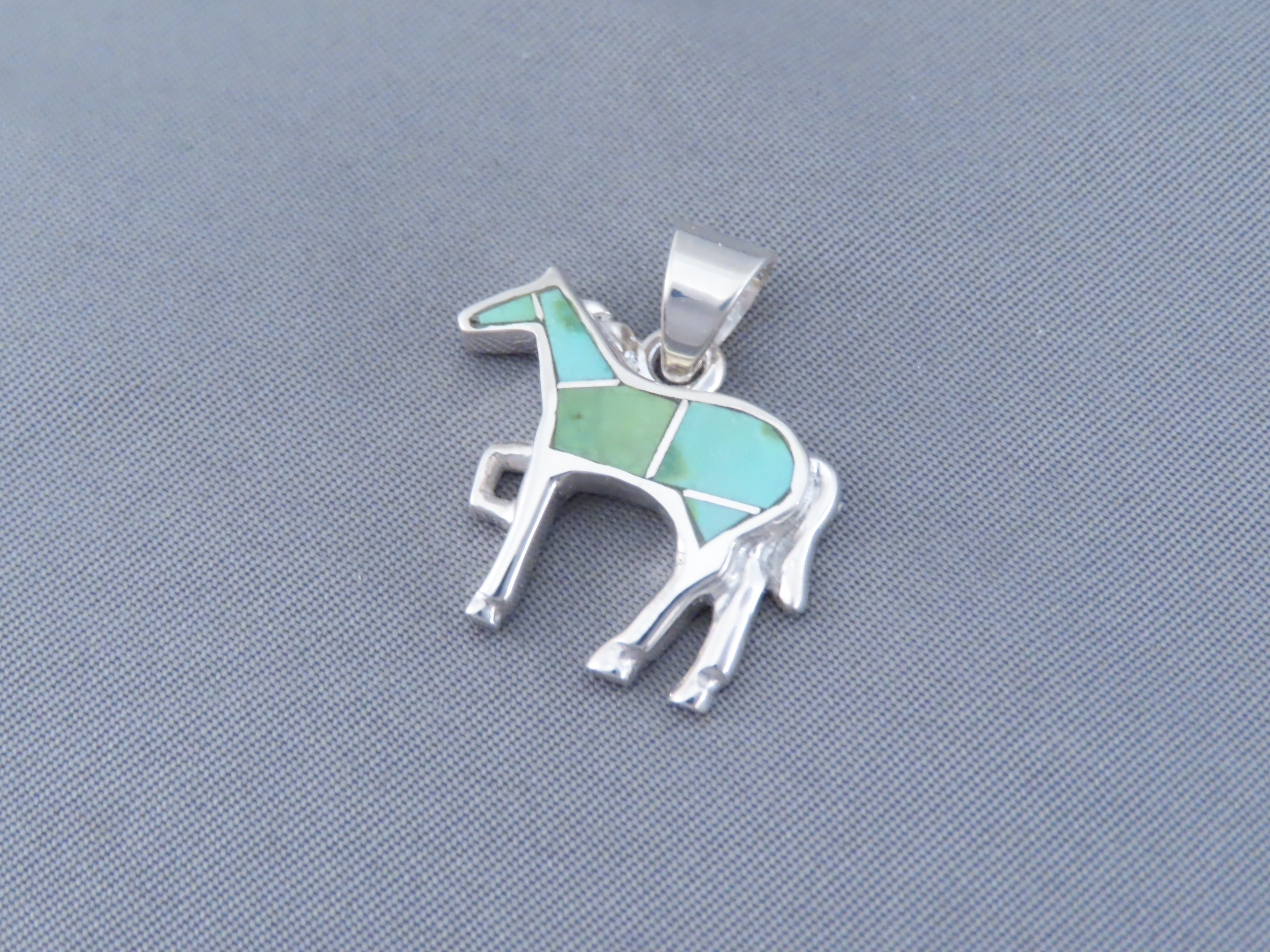 Green Turquoise Inlay Horse Pendant (Small)