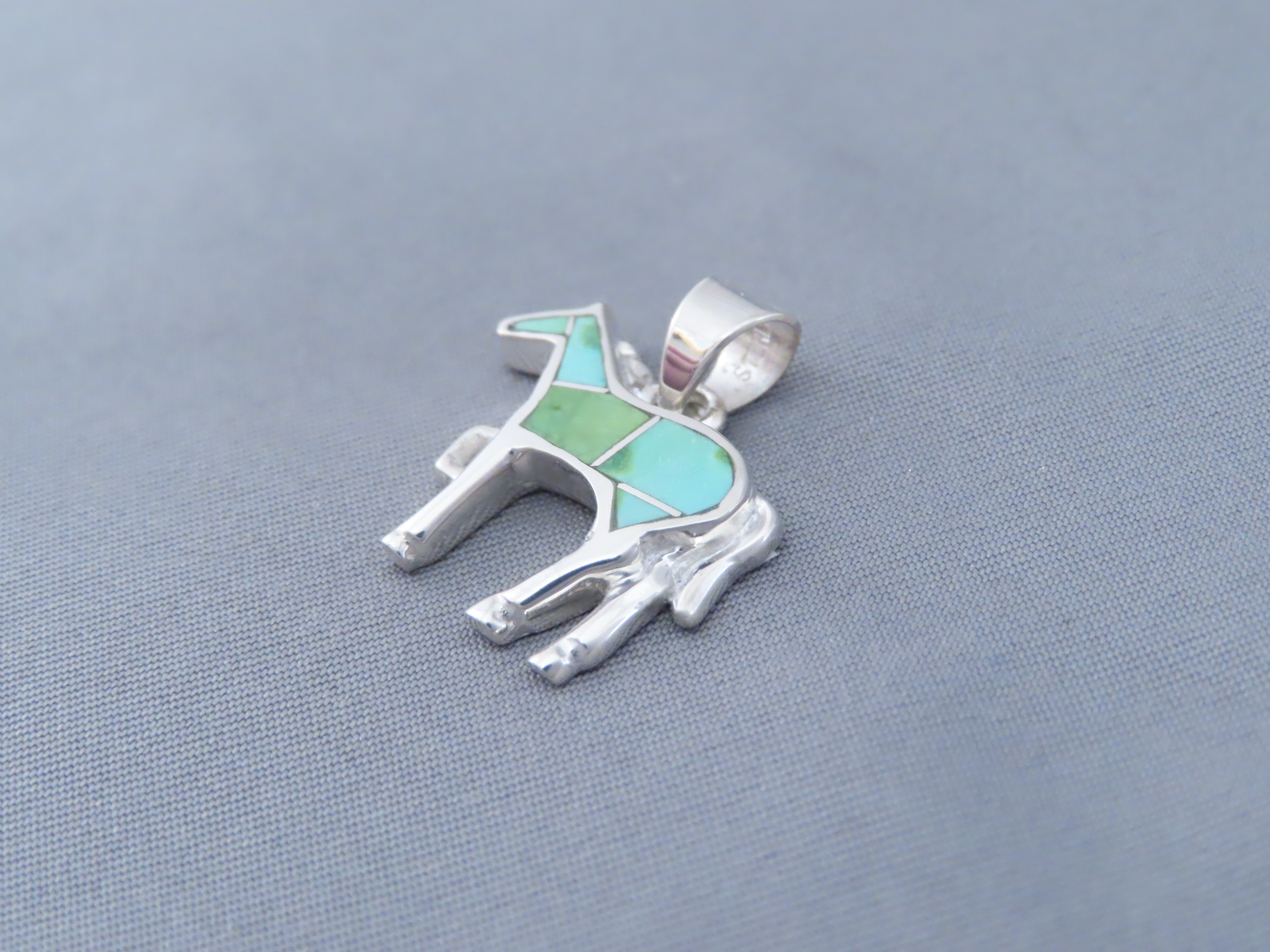 Green Turquoise Inlay Horse Pendant (Small)