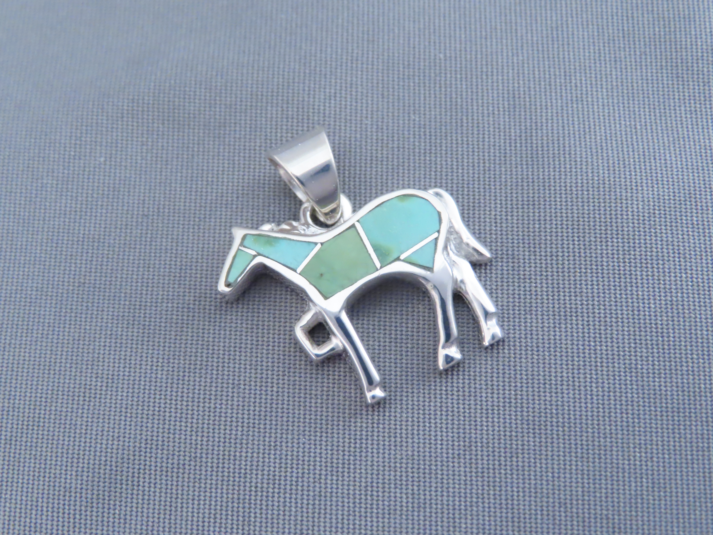 Green Turquoise Inlay Horse Pendant (Small)