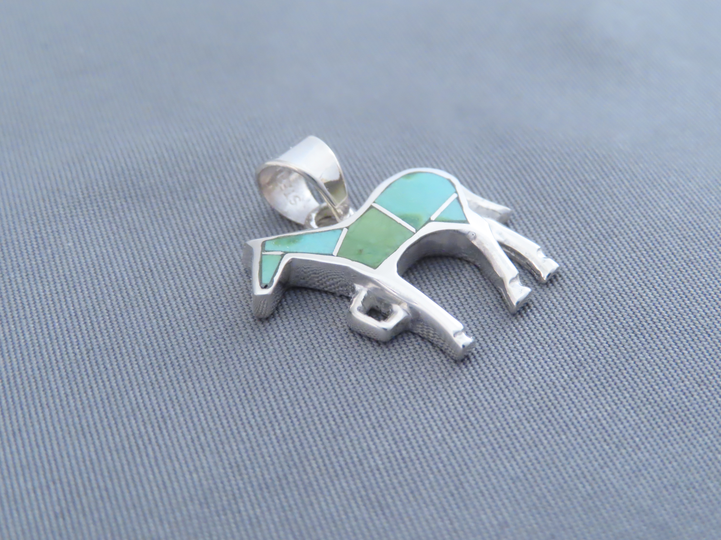 Green Turquoise Inlay Horse Pendant (Small)
