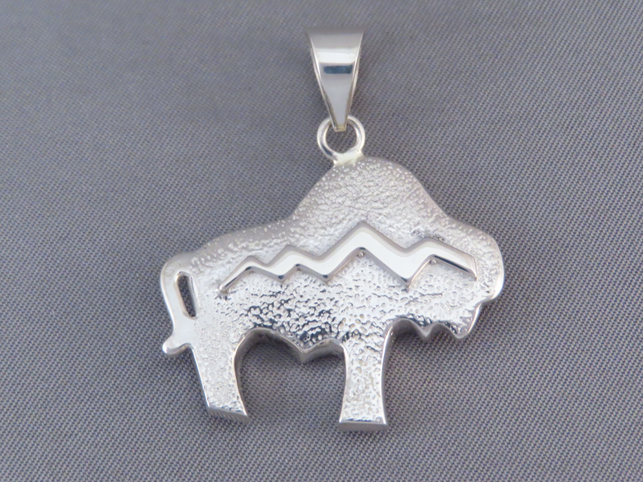 Inlaid Multi-Color Bison Pendant with Tetons