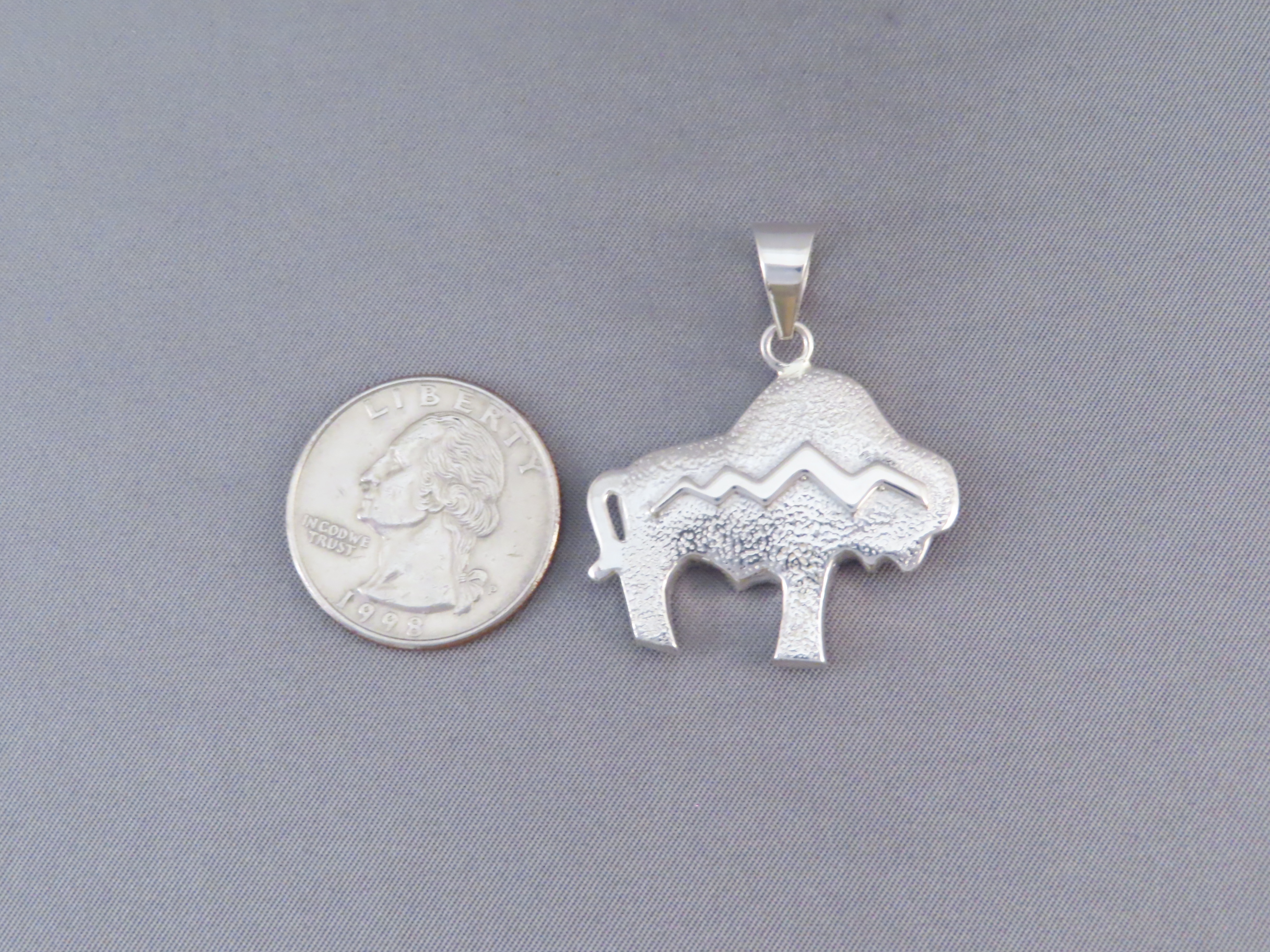 Inlaid Multi-Color Bison Pendant with Tetons