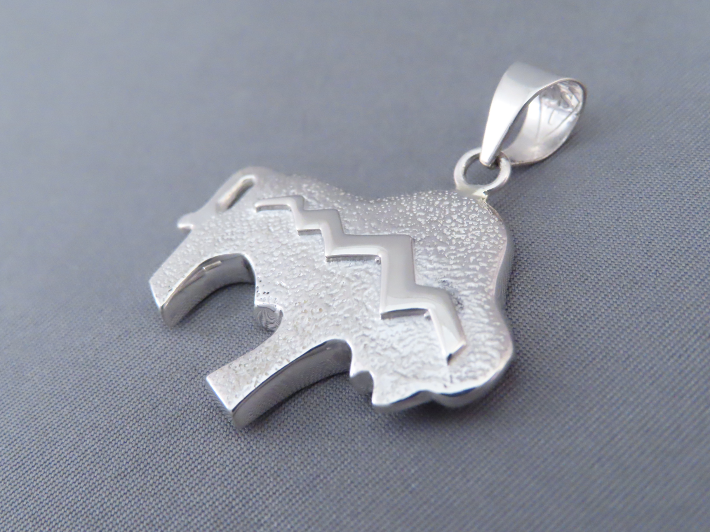Inlaid Multi-Color Bison Pendant with Tetons