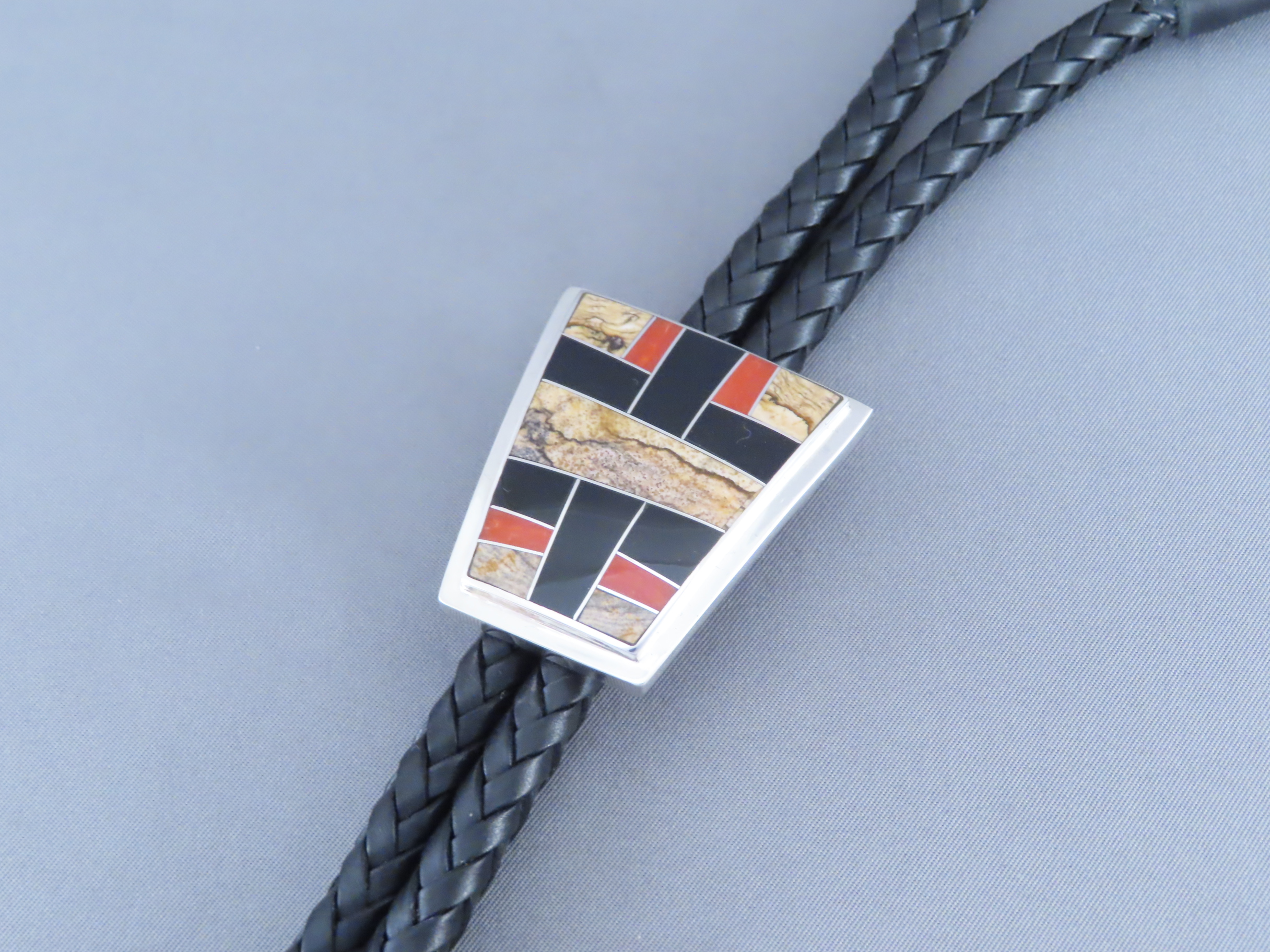 Multi-Stone Inlay Bolo Tie