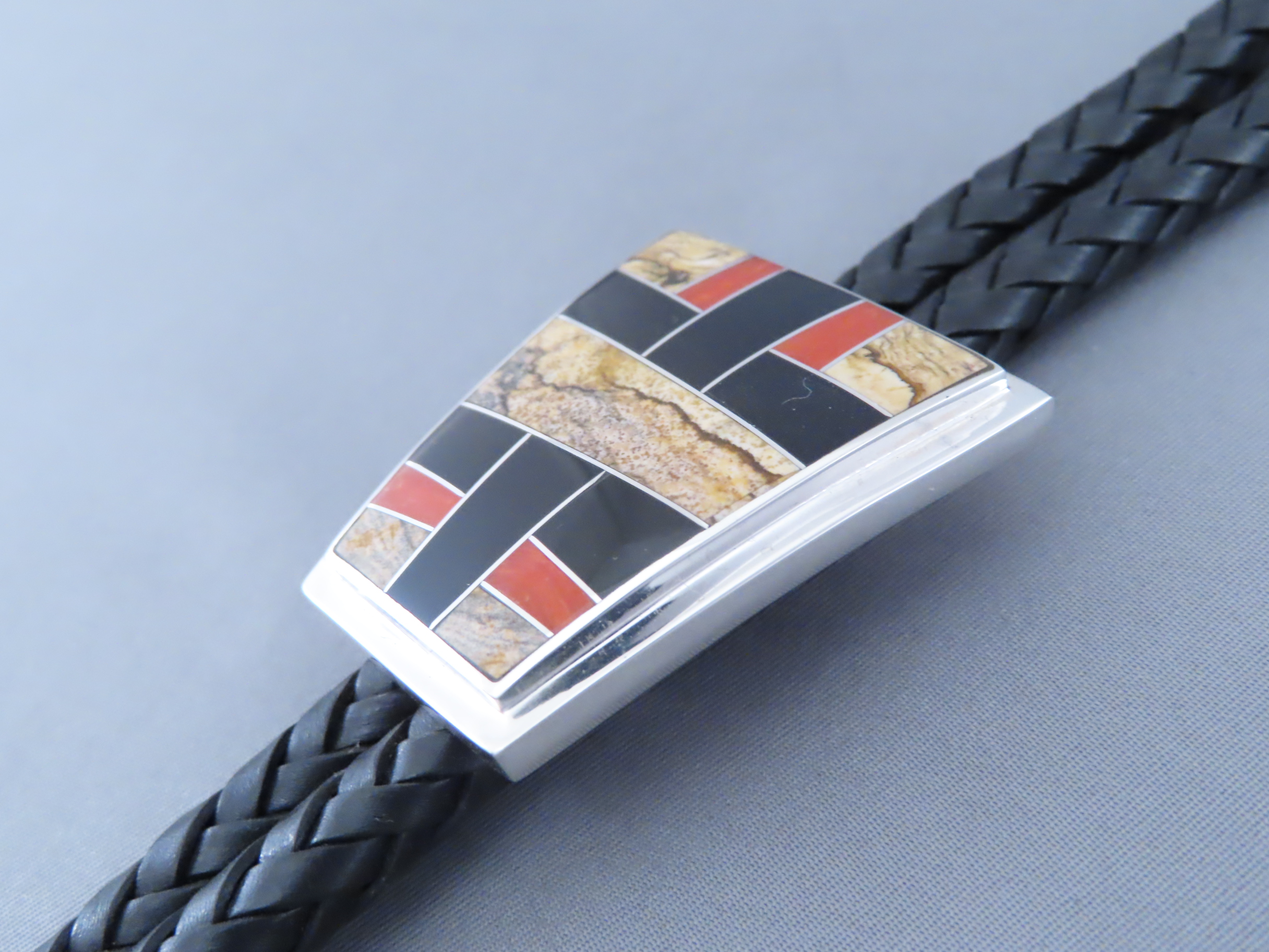Multi-Stone Inlay Bolo Tie