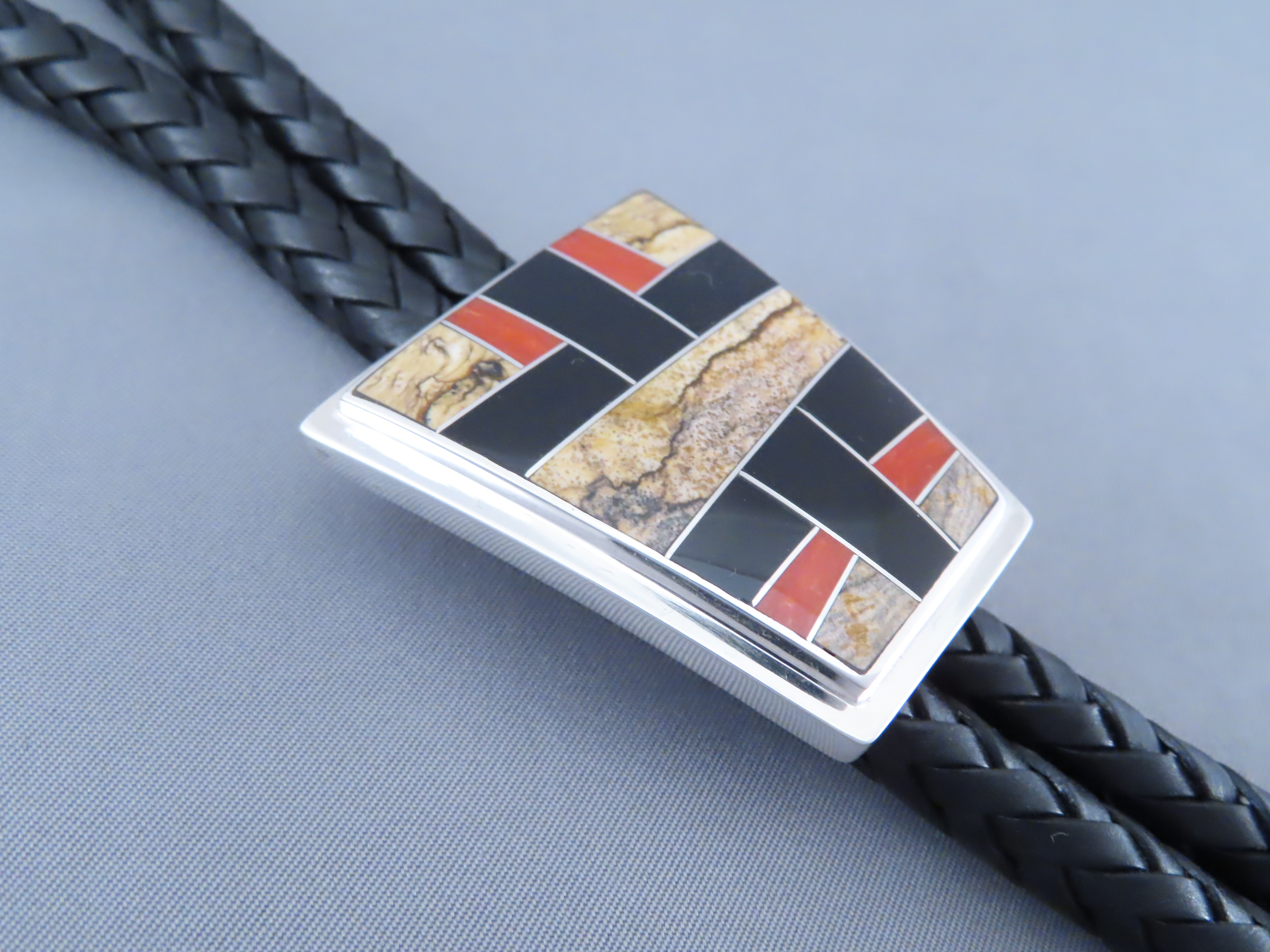 Multi-Stone Inlay Bolo Tie