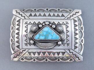 Kingman Turquoise Sterling Silver Belt Buckle