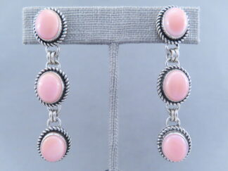 Buy Native American Jewelry - 3 Tier Pink Conch Shell Earrings by Navajo jeweler, Artie Yellowhorse FOR SALE $325-