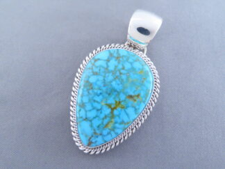 Shop Western Jewelry - Shield Pendant with Kingman Turquoise by Native American jeweler, Artie Yellowhorse $685- FOR SALE