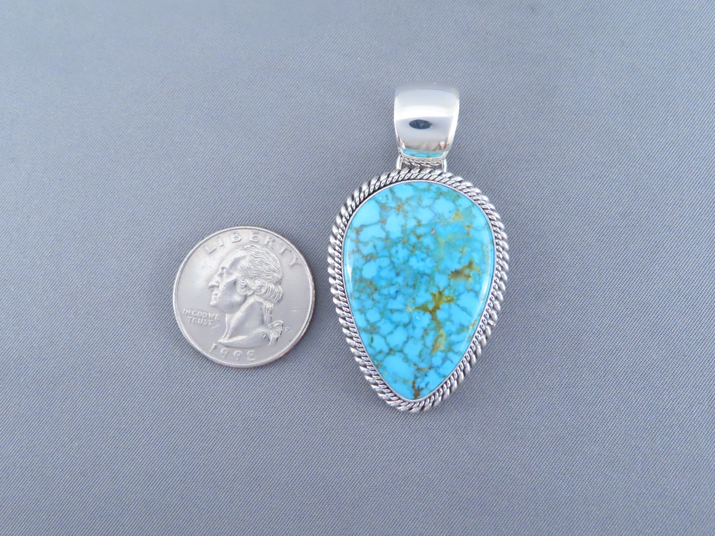 Blue Pendant with Kingman Turquoise by Artie Yellowhorse