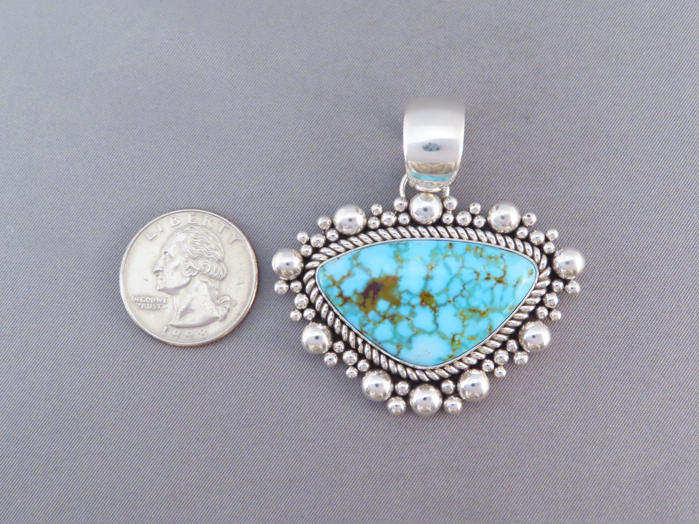 Kingman Turquoise & Sterling Silver Pendant