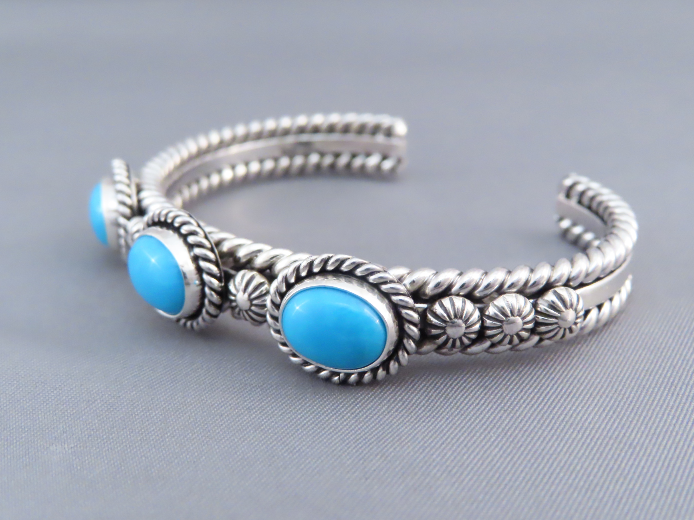 Sterling Silver & Sleeping Beauty Turquoise Bracelet by Artie Yellowhorse
