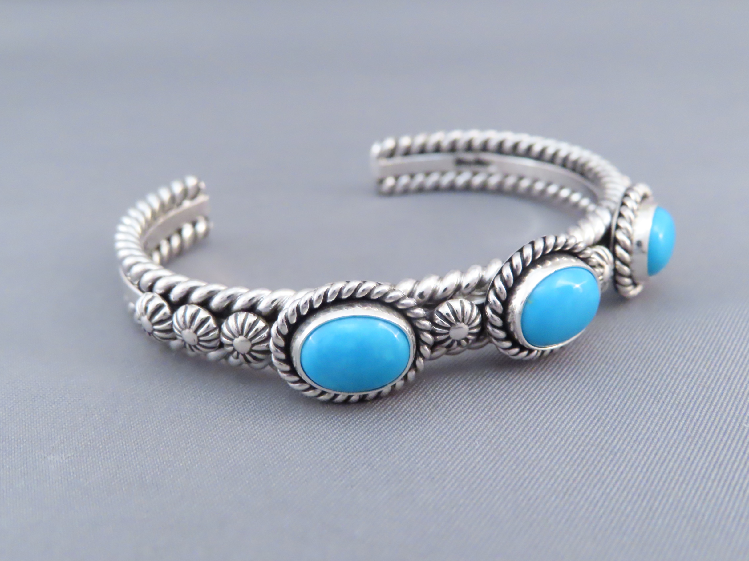 Sterling Silver & Sleeping Beauty Turquoise Bracelet by Artie Yellowhorse
