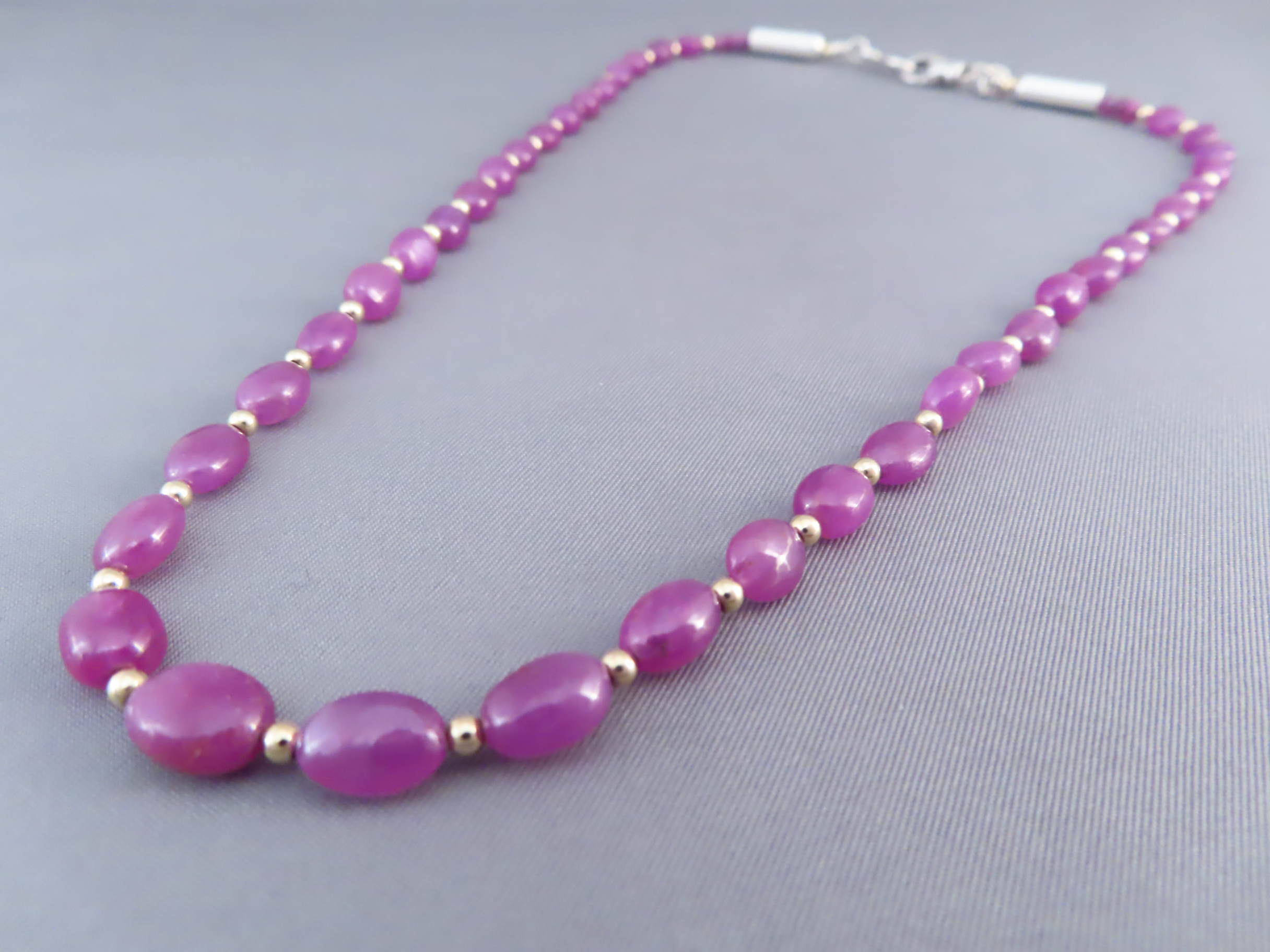 Gold & Silver Pink Sapphire Necklace by Desiree Yellowhorse