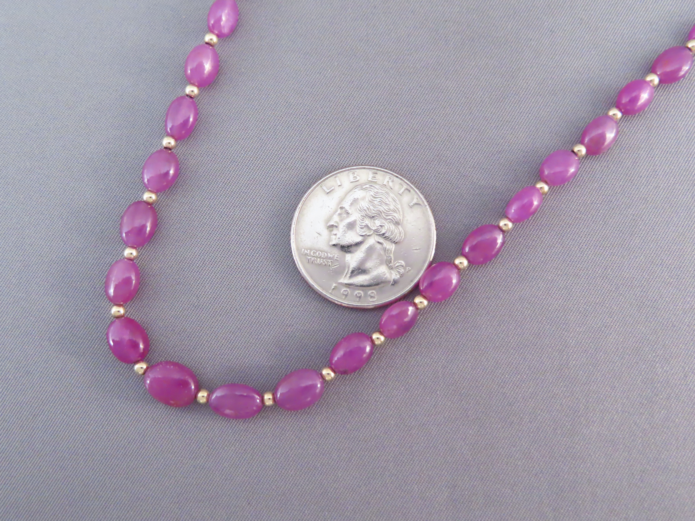 Gold & Silver Pink Sapphire Necklace by Desiree Yellowhorse