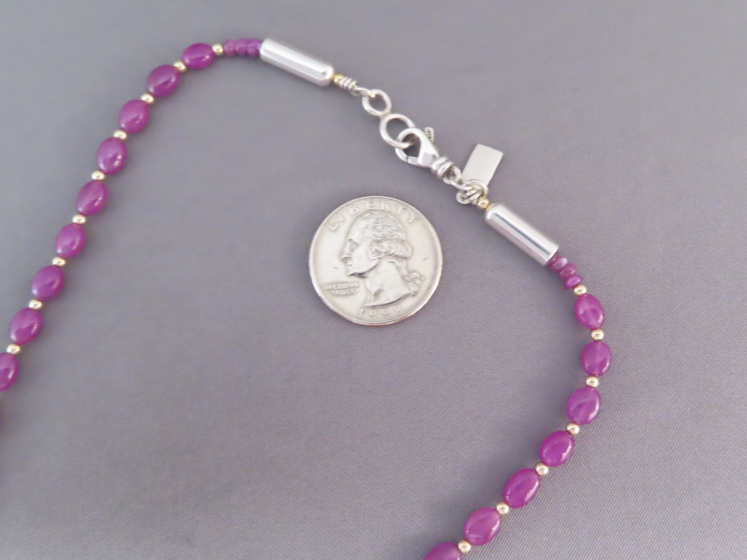 Gold & Silver Pink Sapphire Necklace by Desiree Yellowhorse