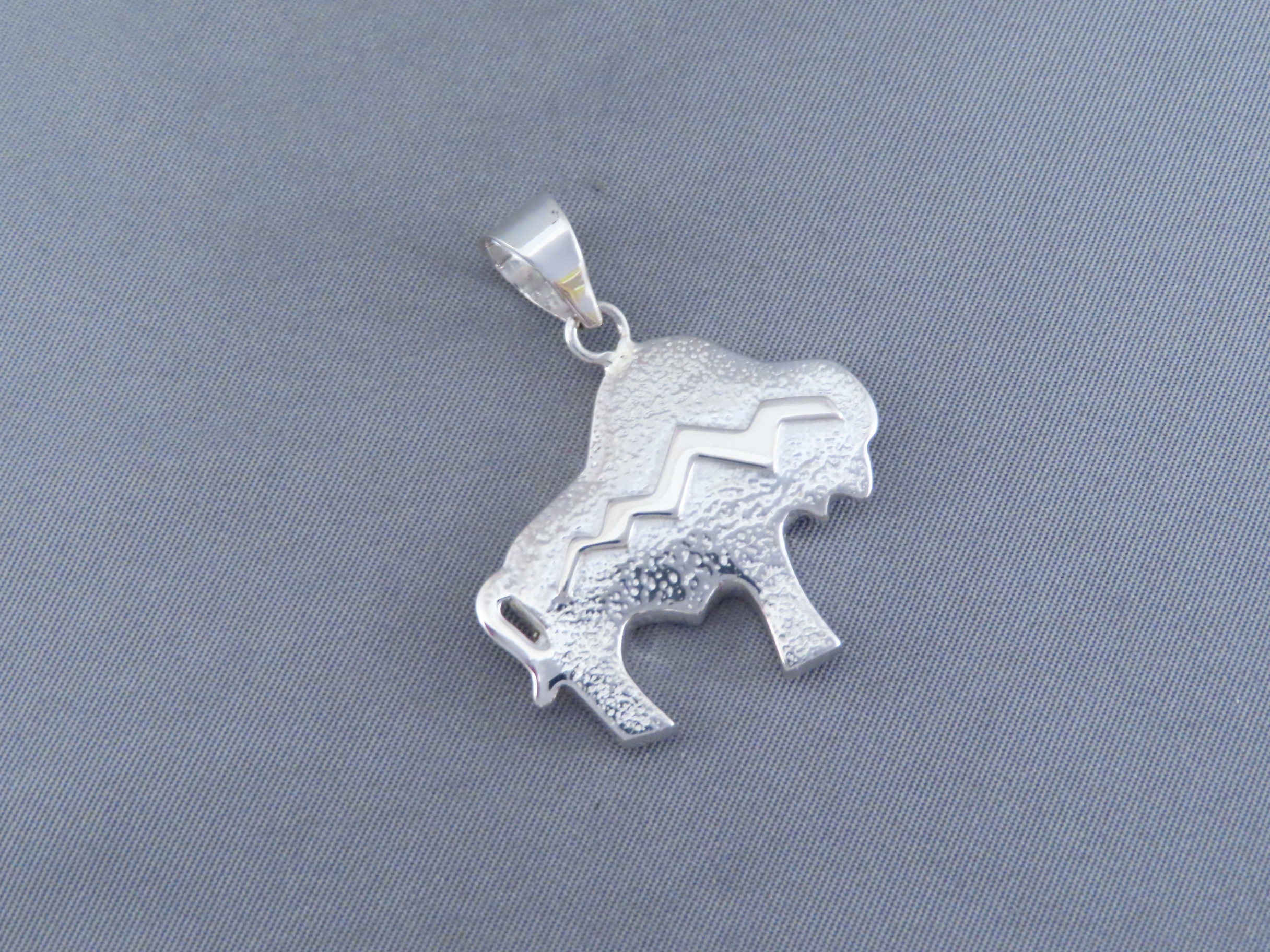 Inlaid Buffalo Pendant with Tetons (Lapis & Opal)