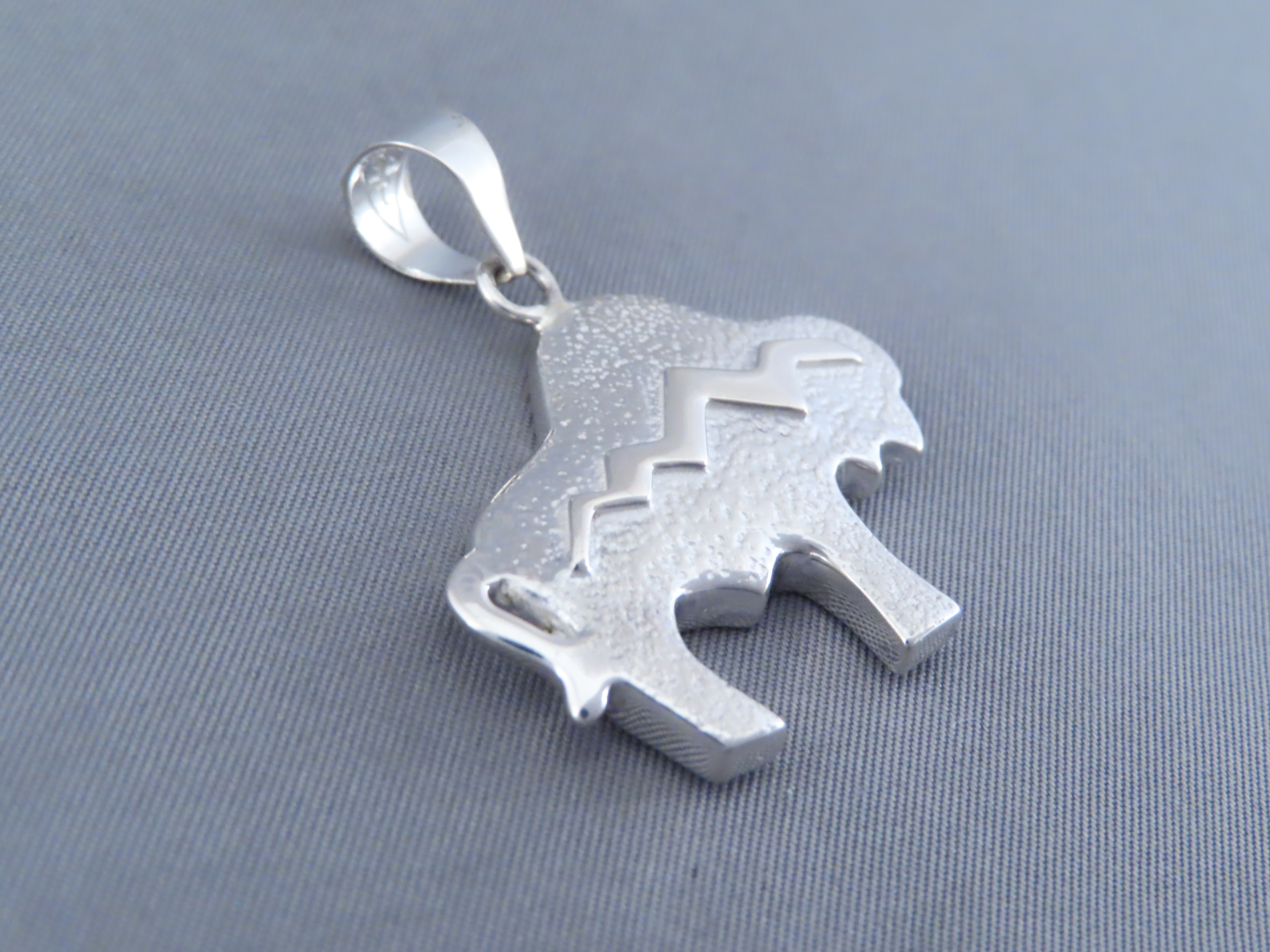 Inlaid Buffalo Pendant with Tetons (Lapis & Opal)