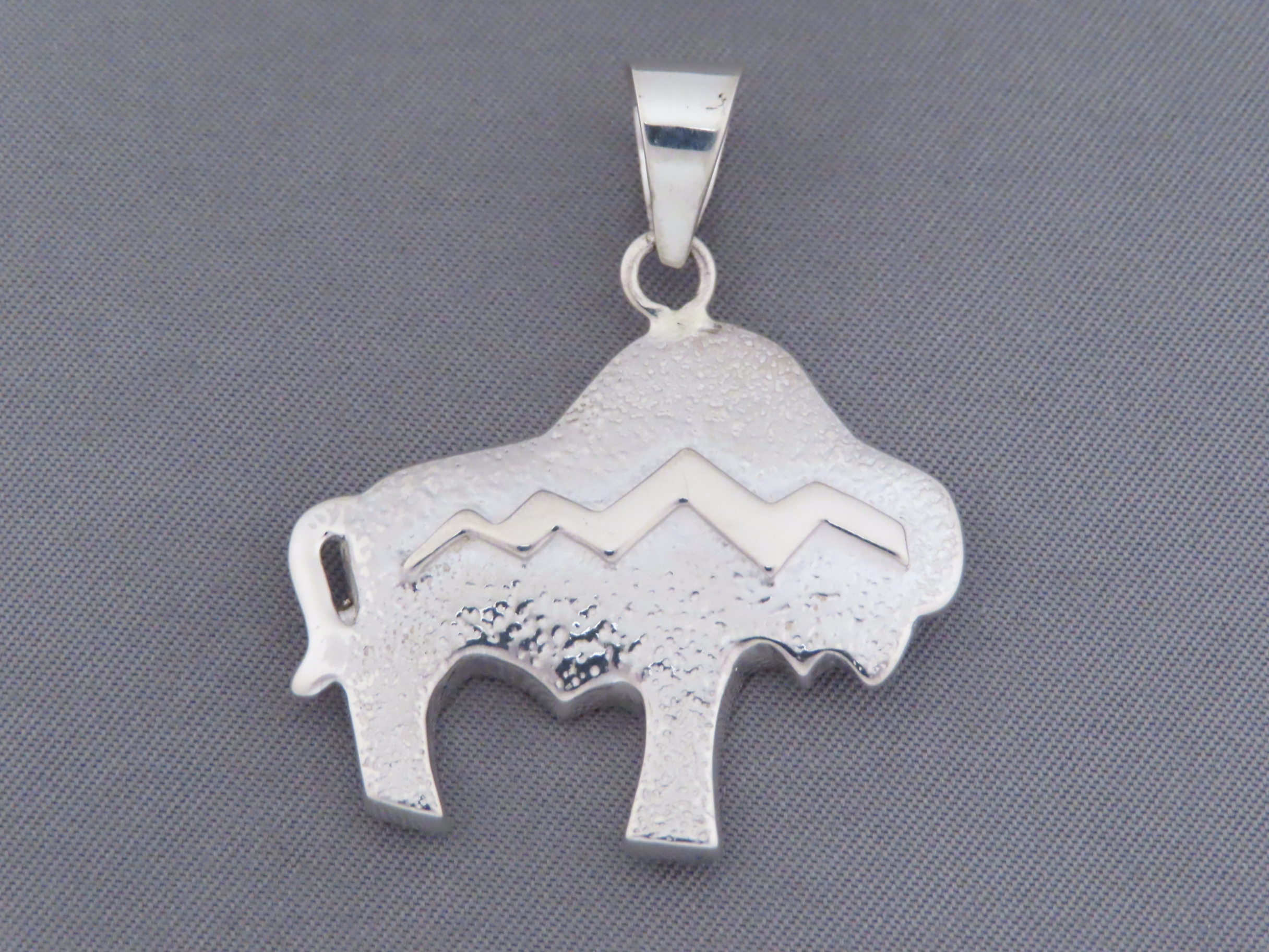 Inlaid Buffalo Pendant with Tetons (Lapis & Opal)
