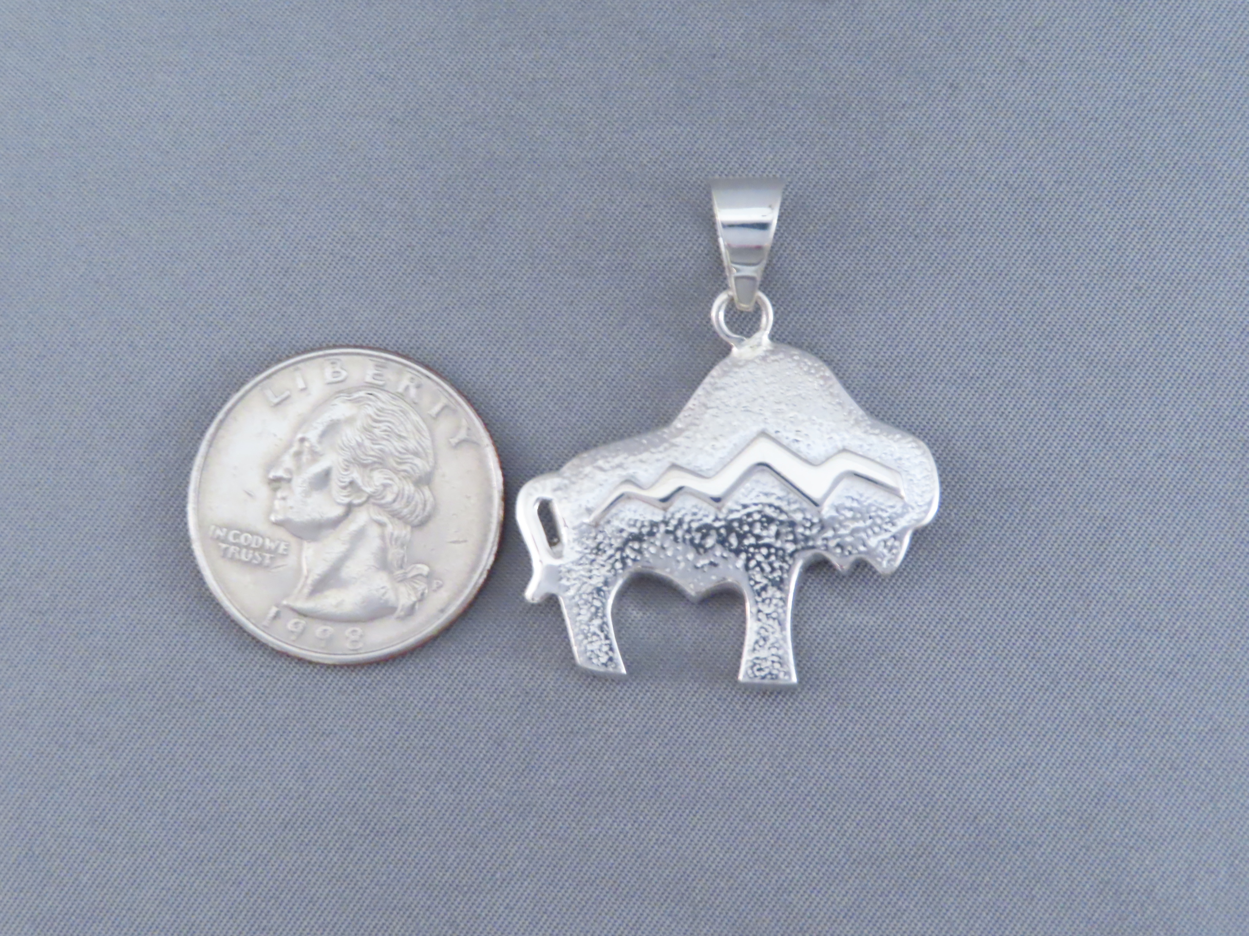 Inlaid Buffalo Pendant with Tetons (Lapis & Opal)